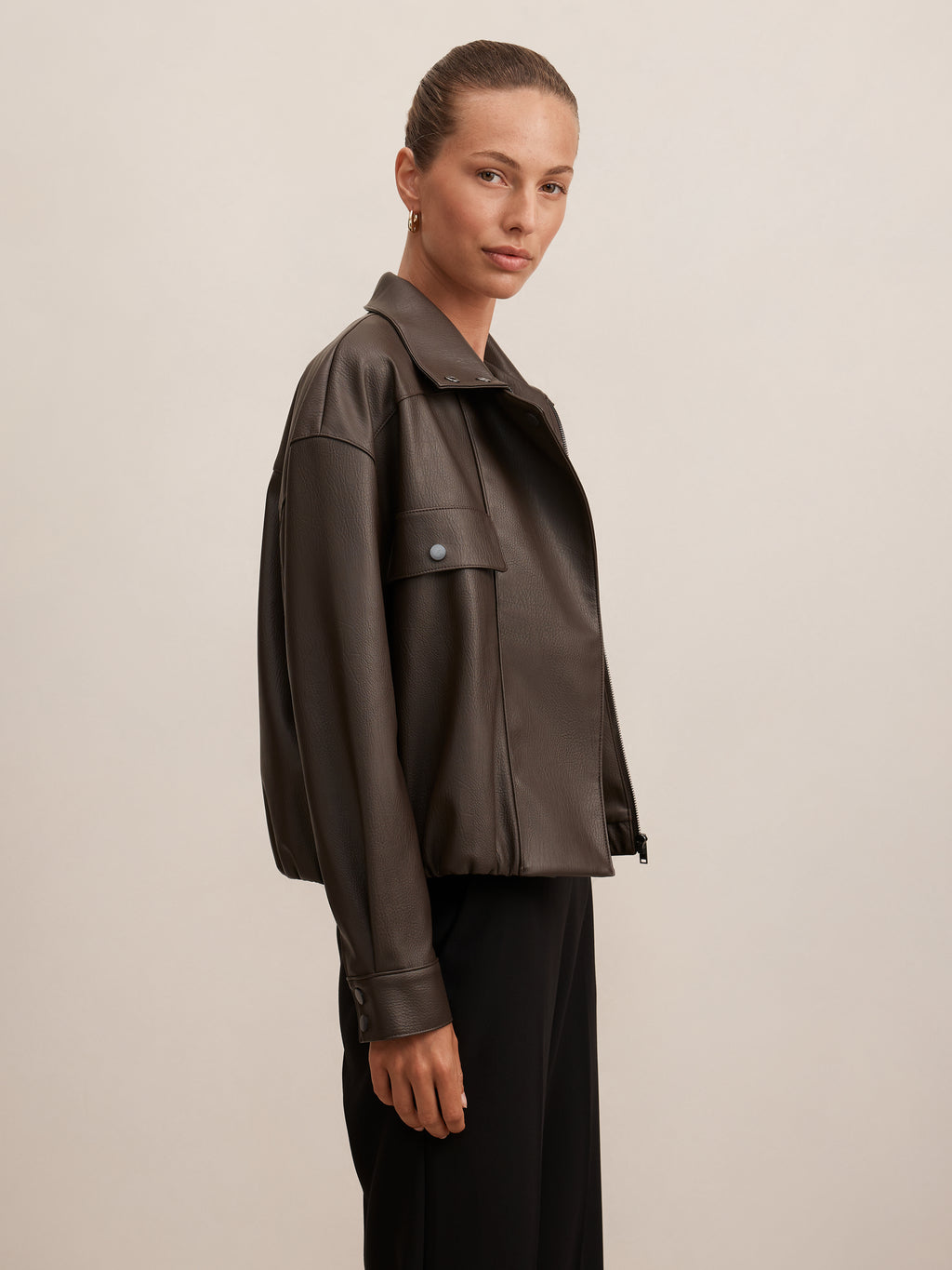 Angela Oversized PU Bomber