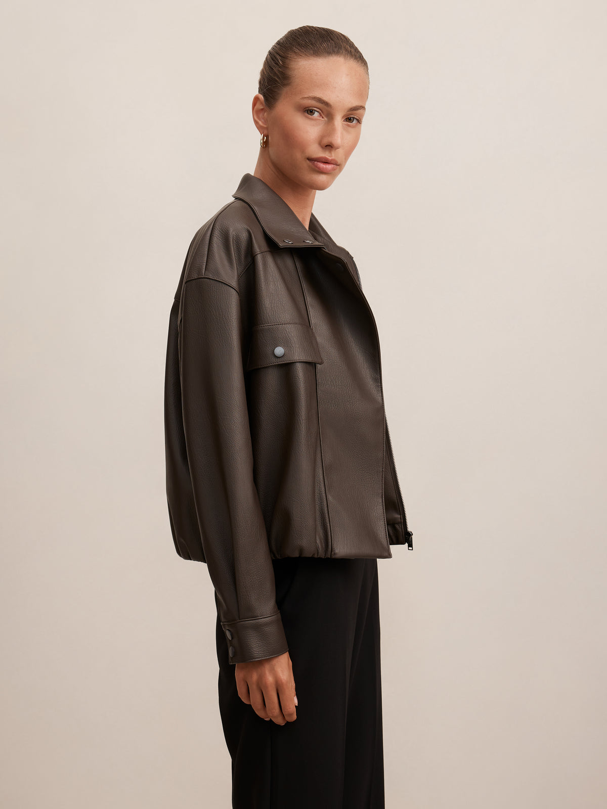 Angela Oversized PU Bomber