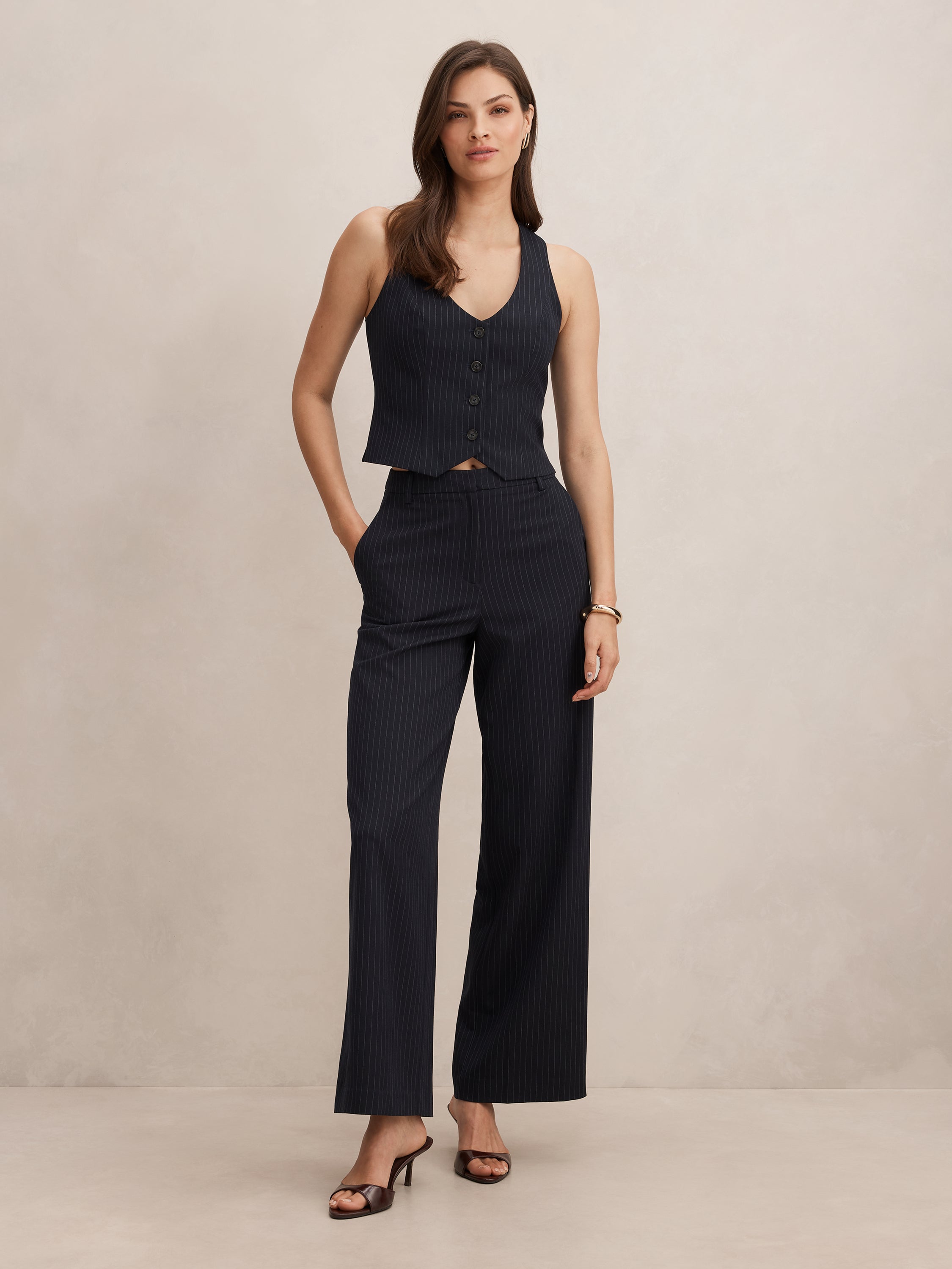 Paloma Pinstripe Wide Leg Pant