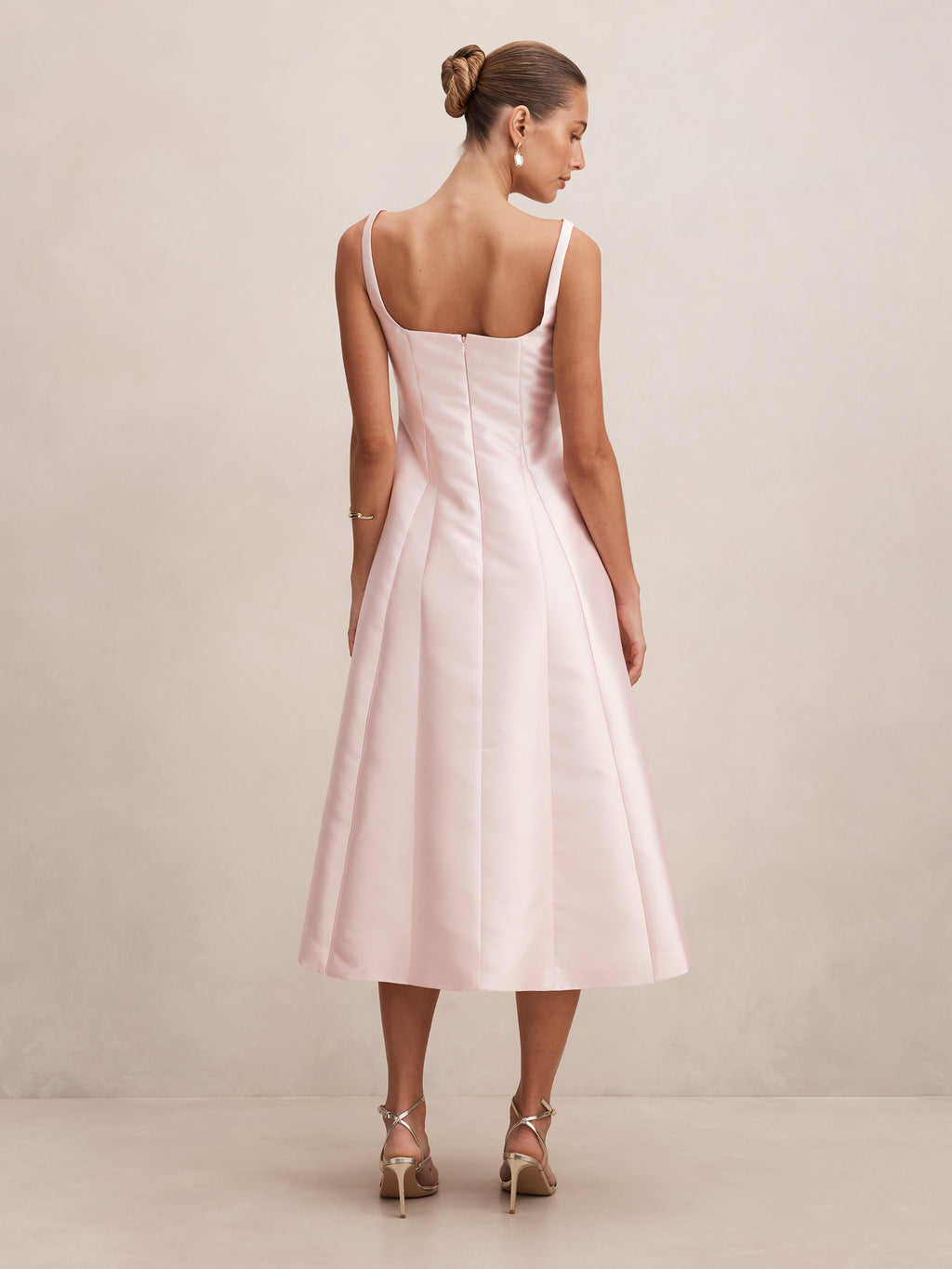 Kayla Structured Satin Midi Dress