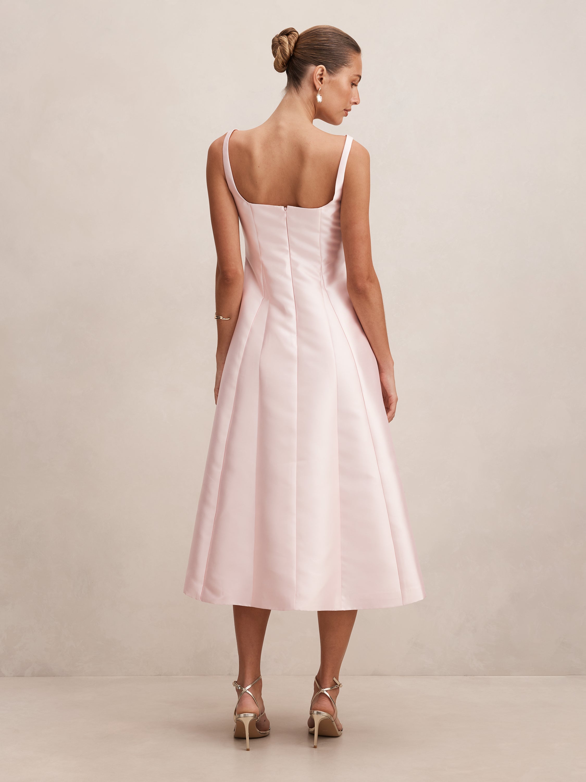 Kayla Structured Satin Midi Dress