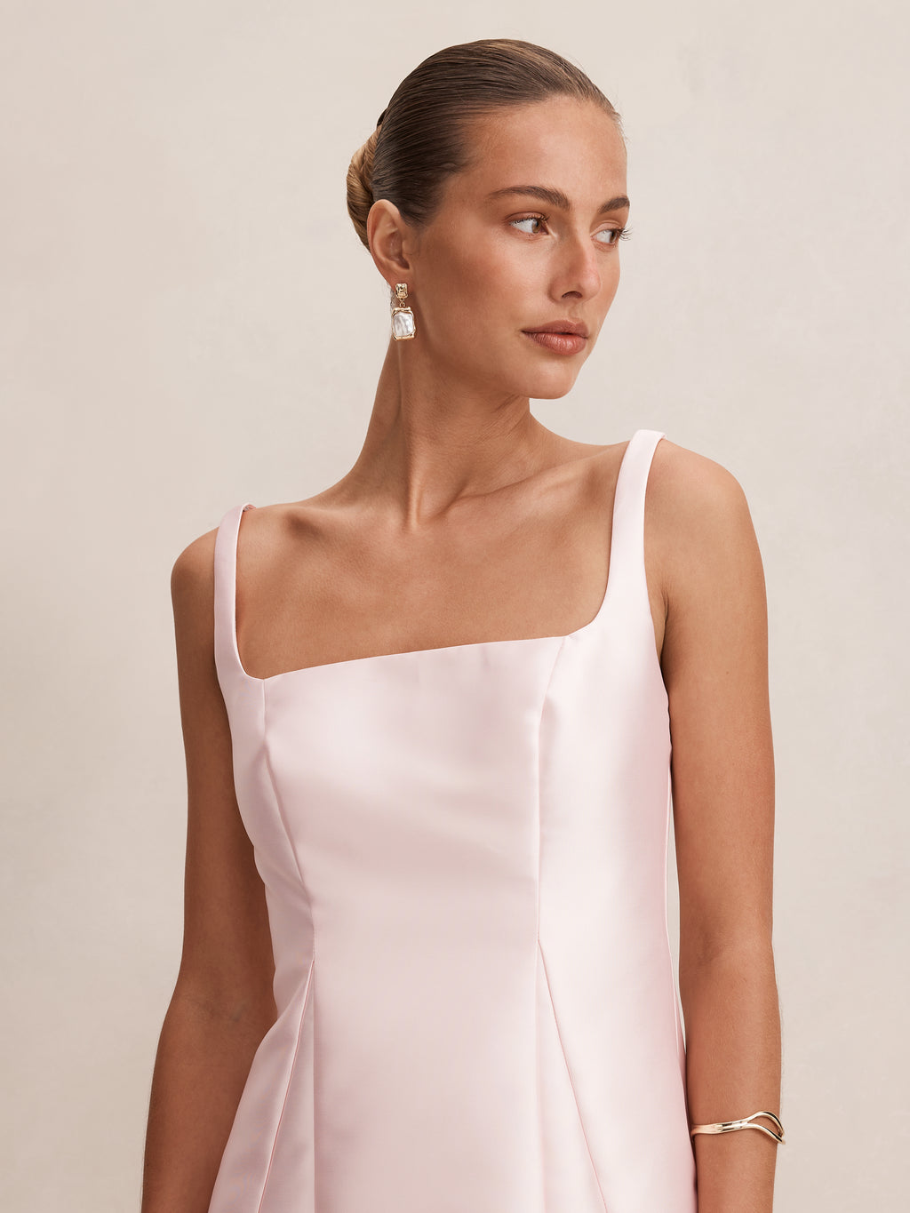 Kayla Structured Satin Midi Dress