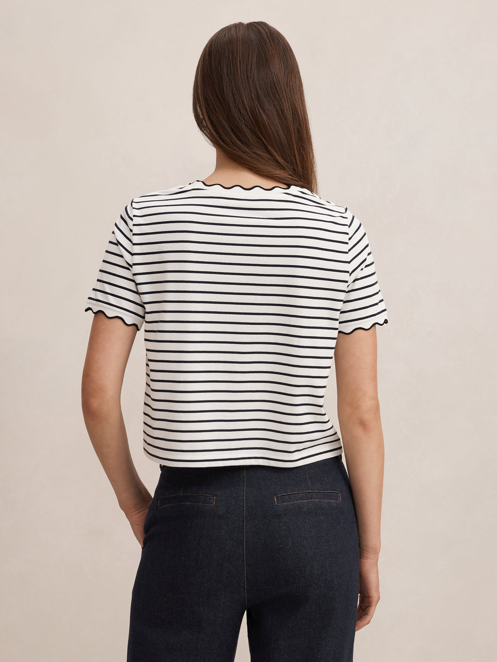Dolly Stripe Scallop Tee