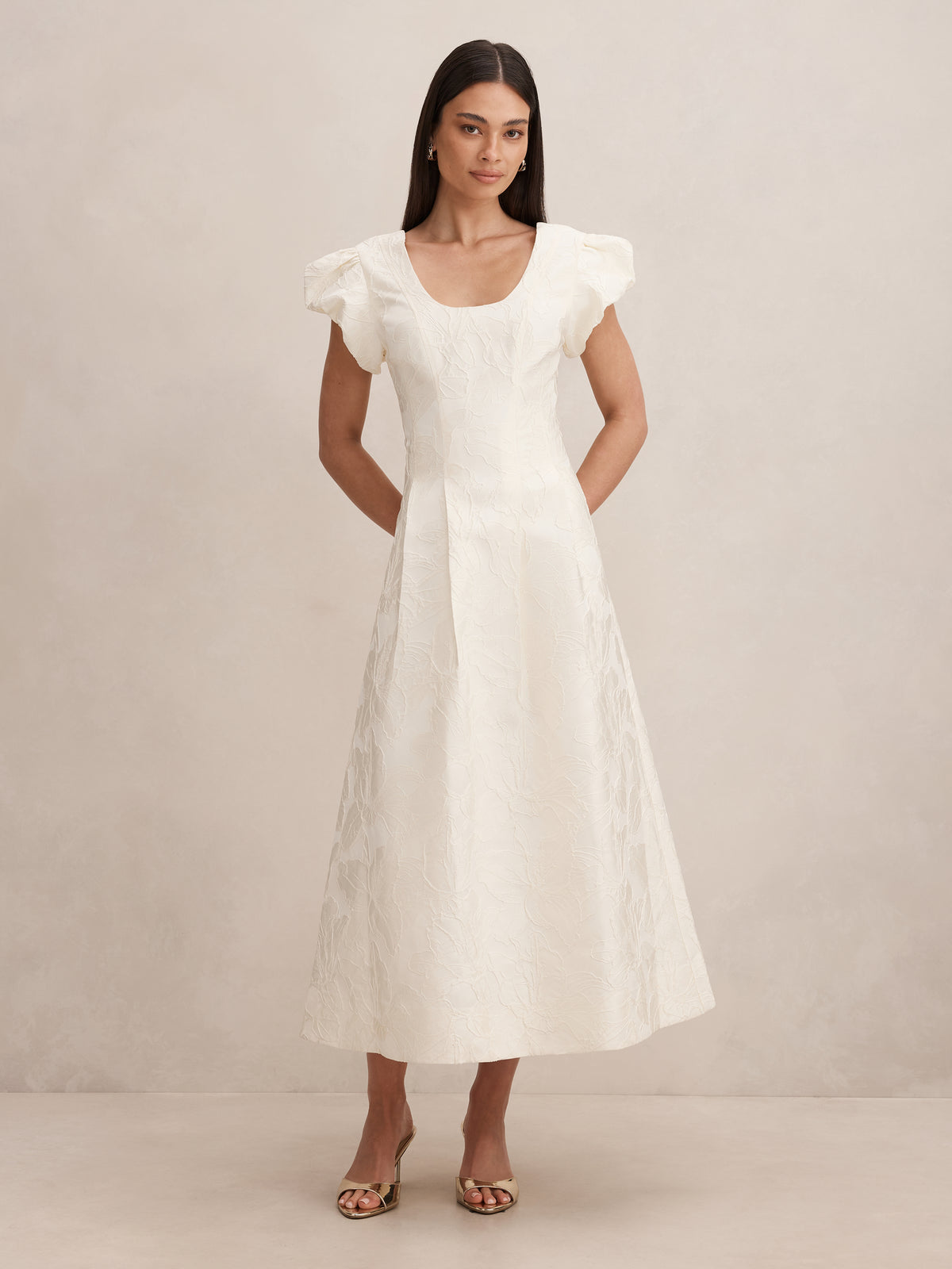 Lily Scoop Jacquard Midi Dress
