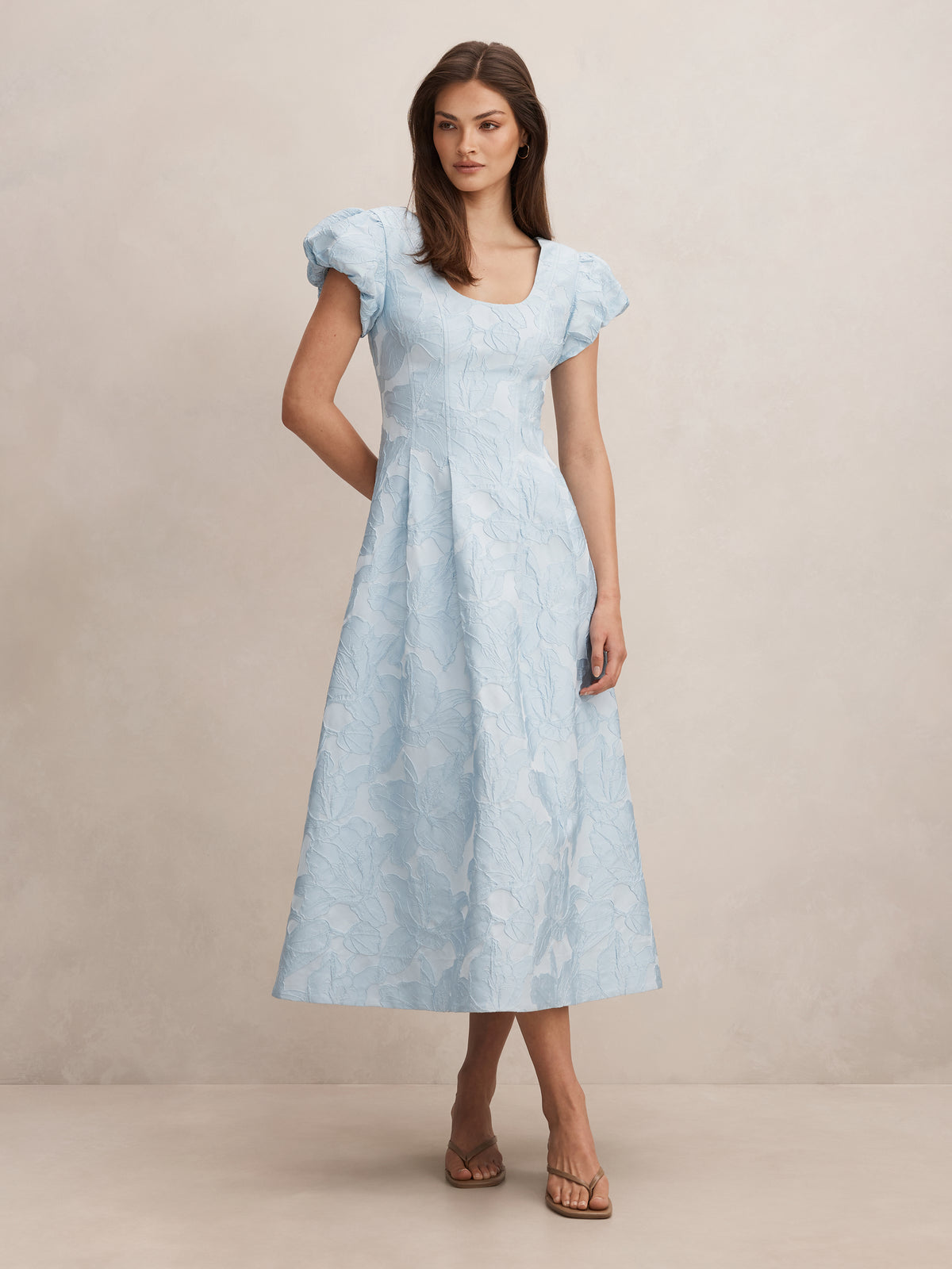 Lily Scoop Jacquard Midi Dress