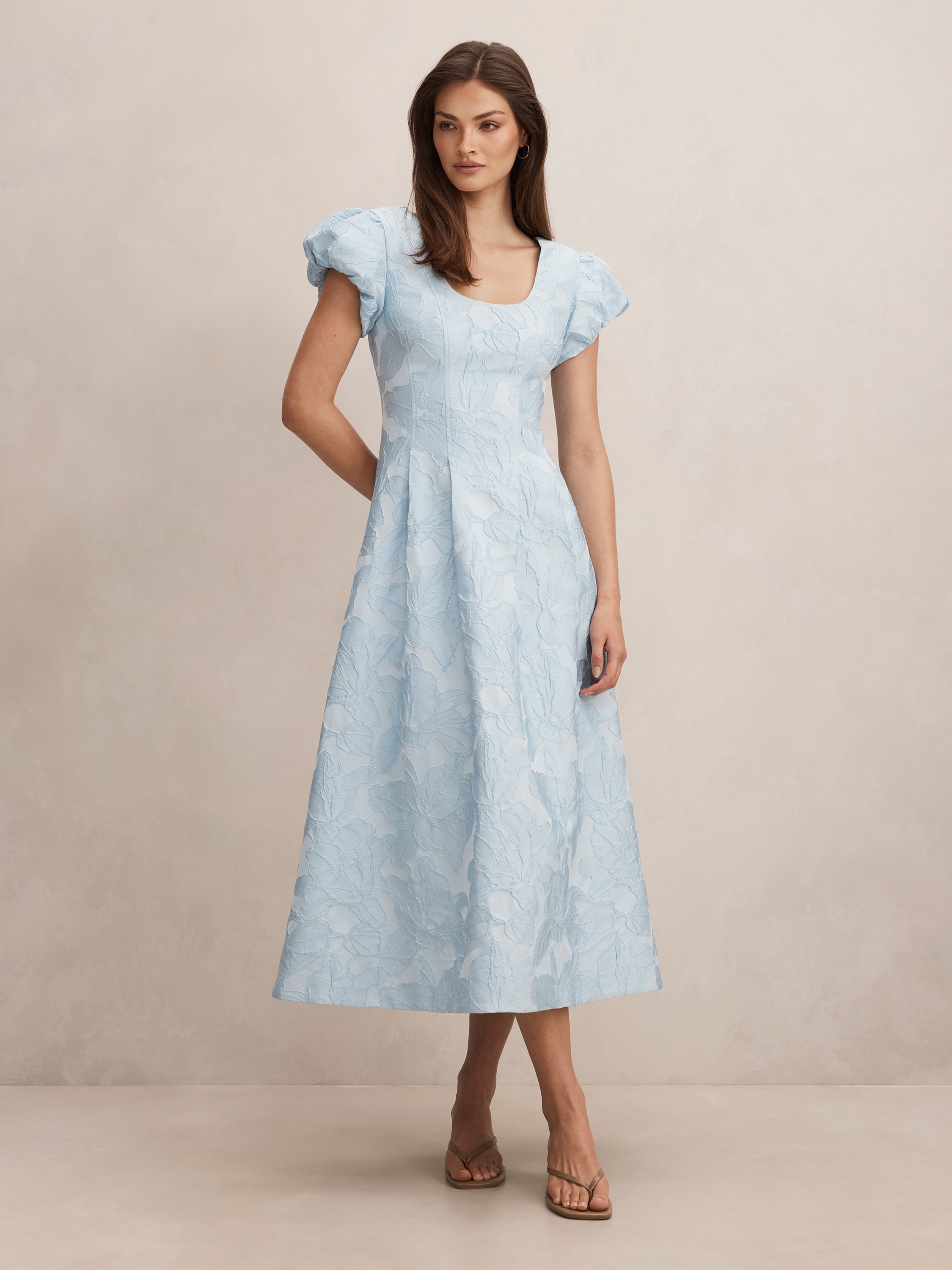 Lily Scoop Jacquard Midi Dress