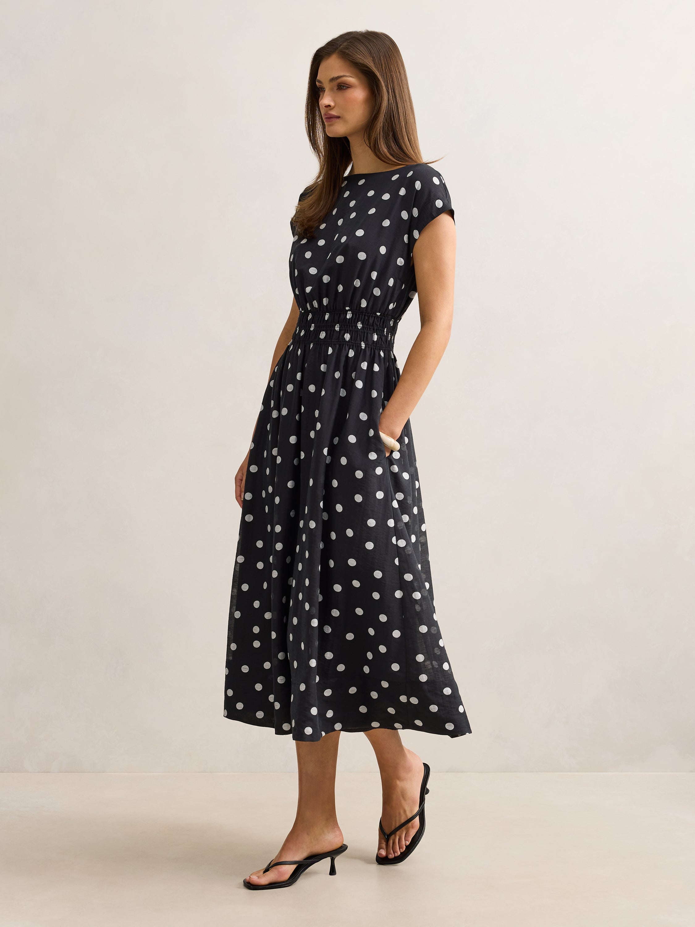 Callie Elastic Waist Midi Dress