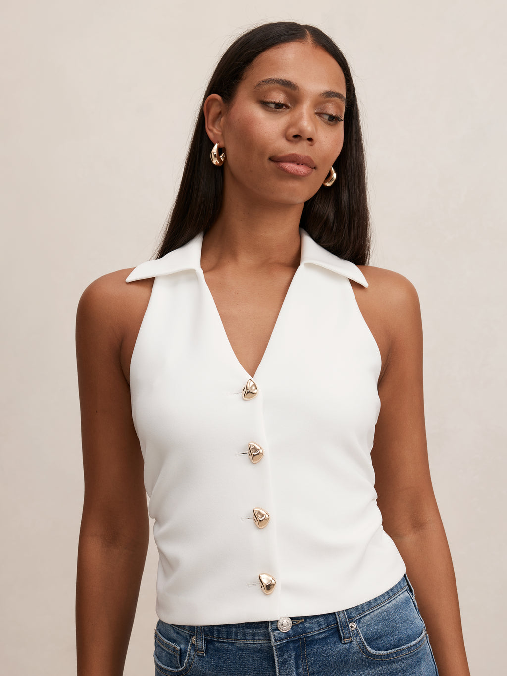 Tully Collared V Neck Top