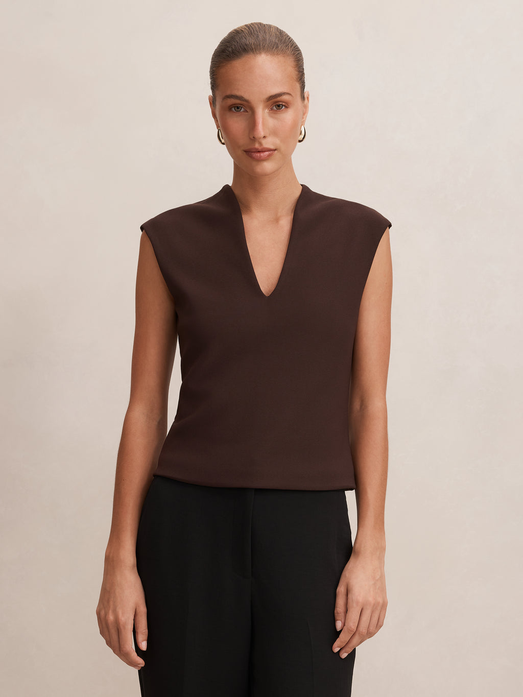 Monroe Crepe V Neck Tank