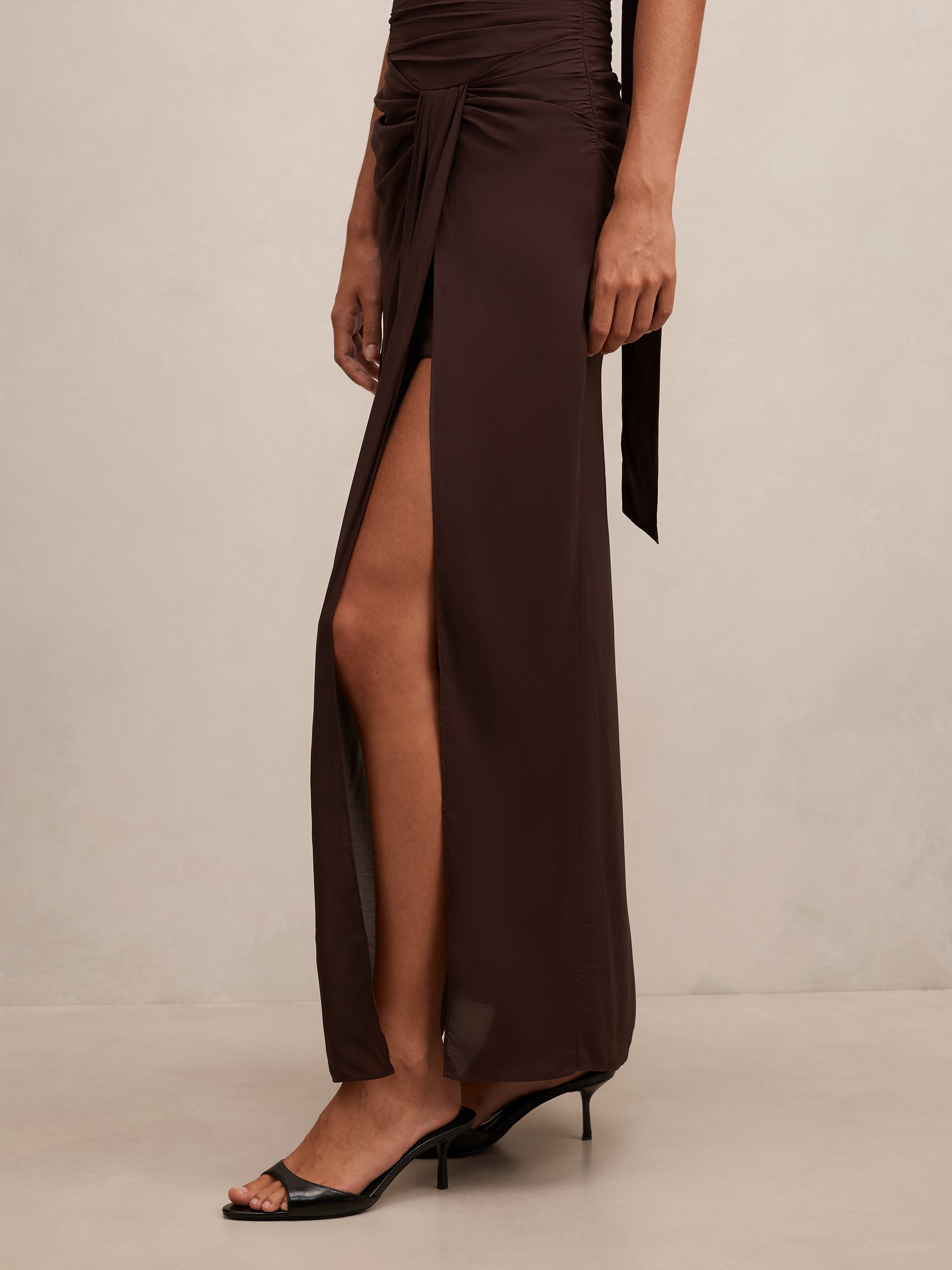 Arli Strapless Ruched Maxi Dress