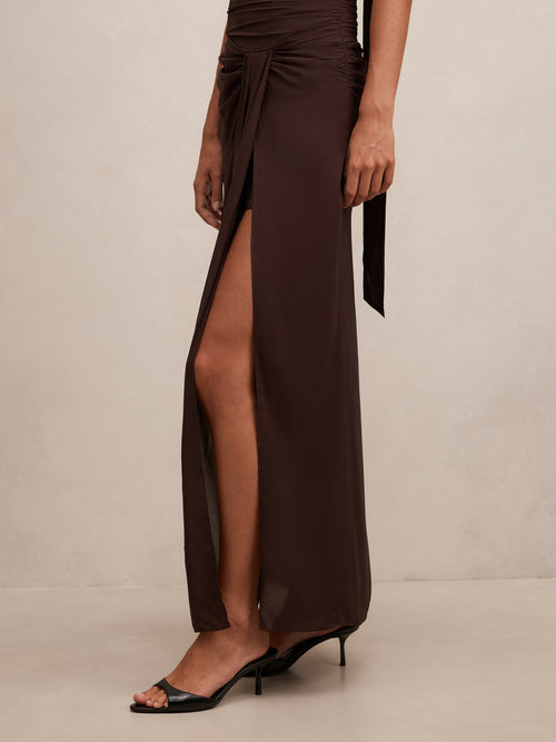 Arli Strapless Ruched Maxi Dress