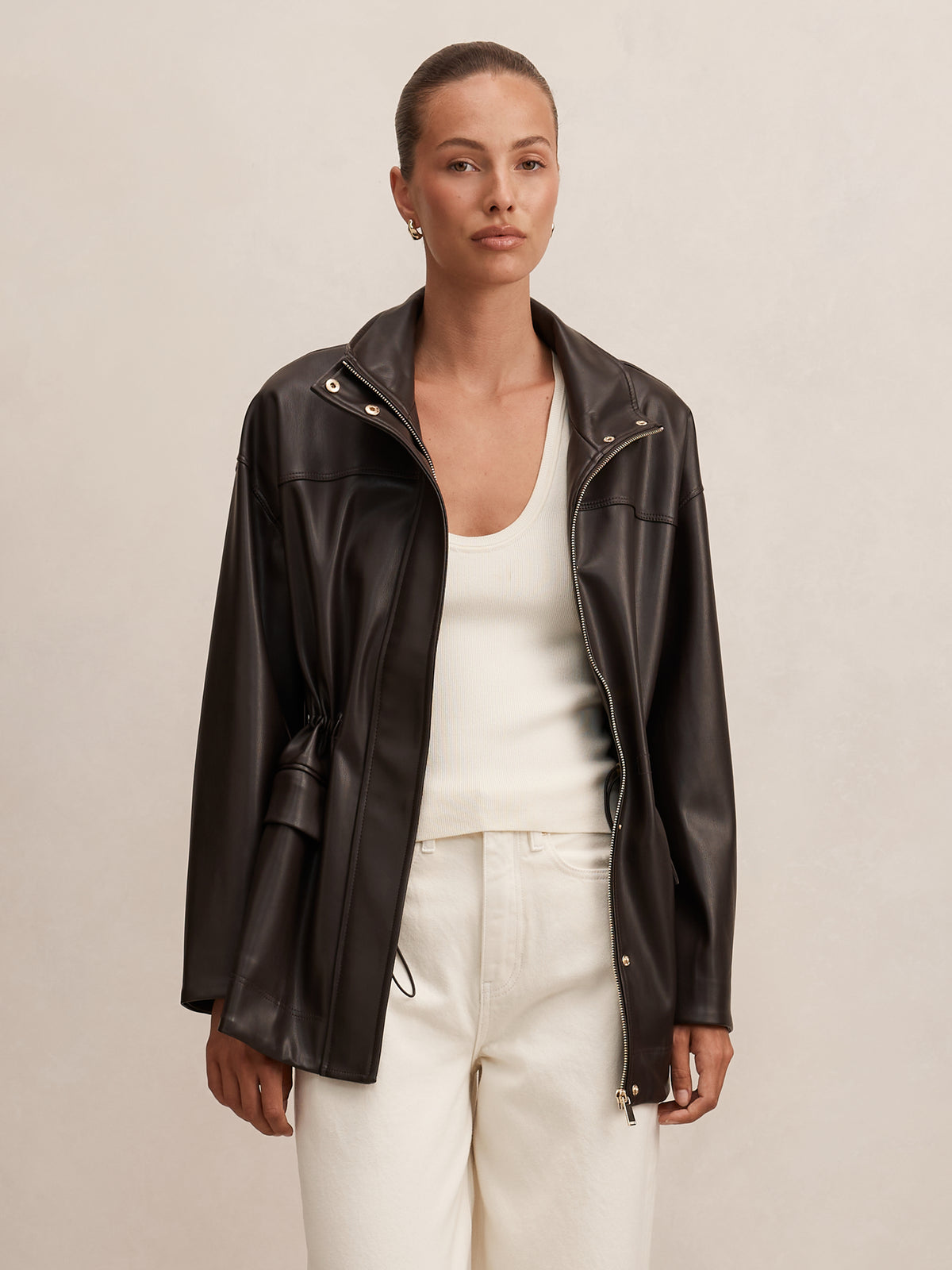 Cassidy Cinched Waist PU Shacket