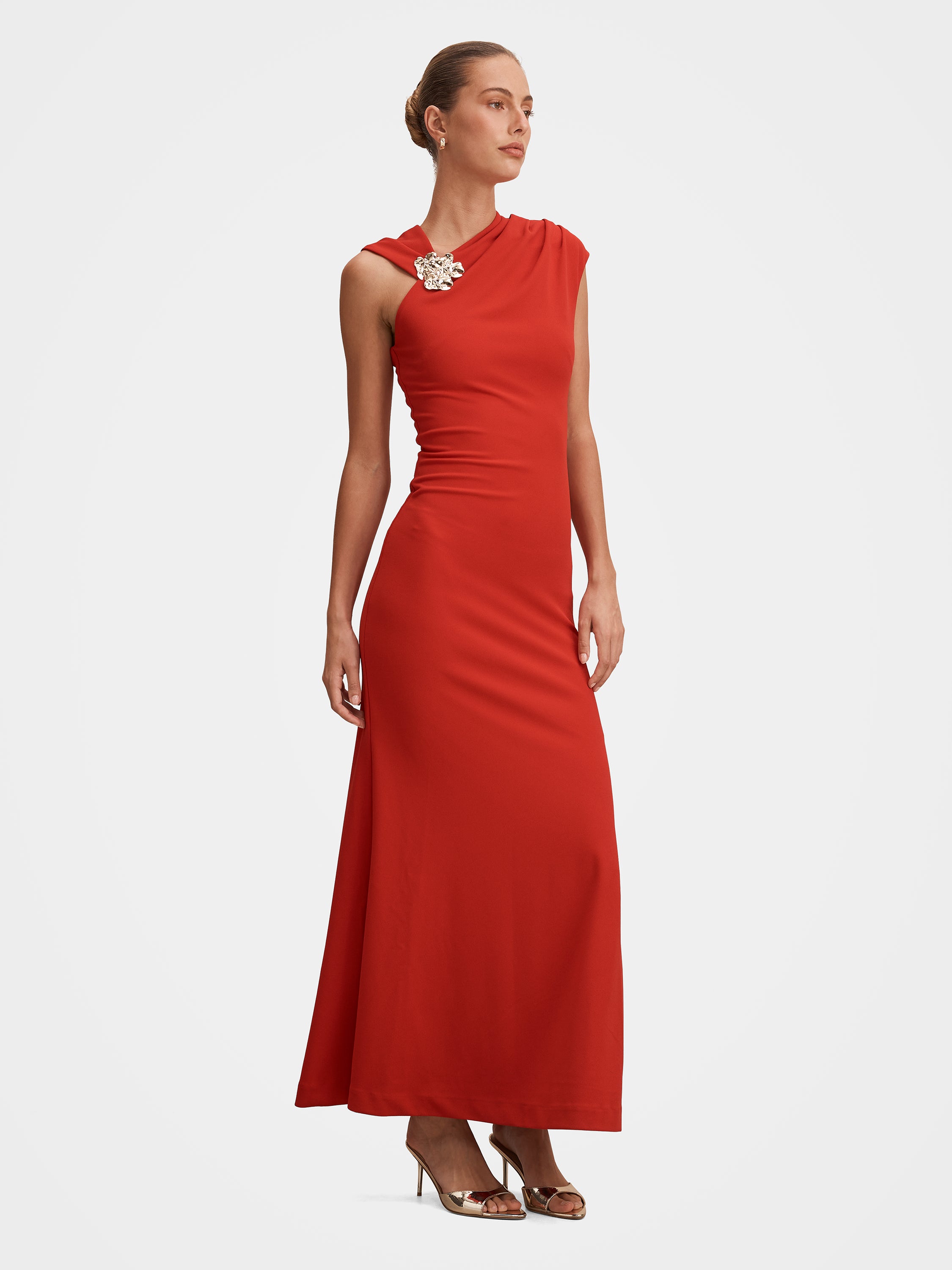 Jordana Asym Crepe Maxi Dress