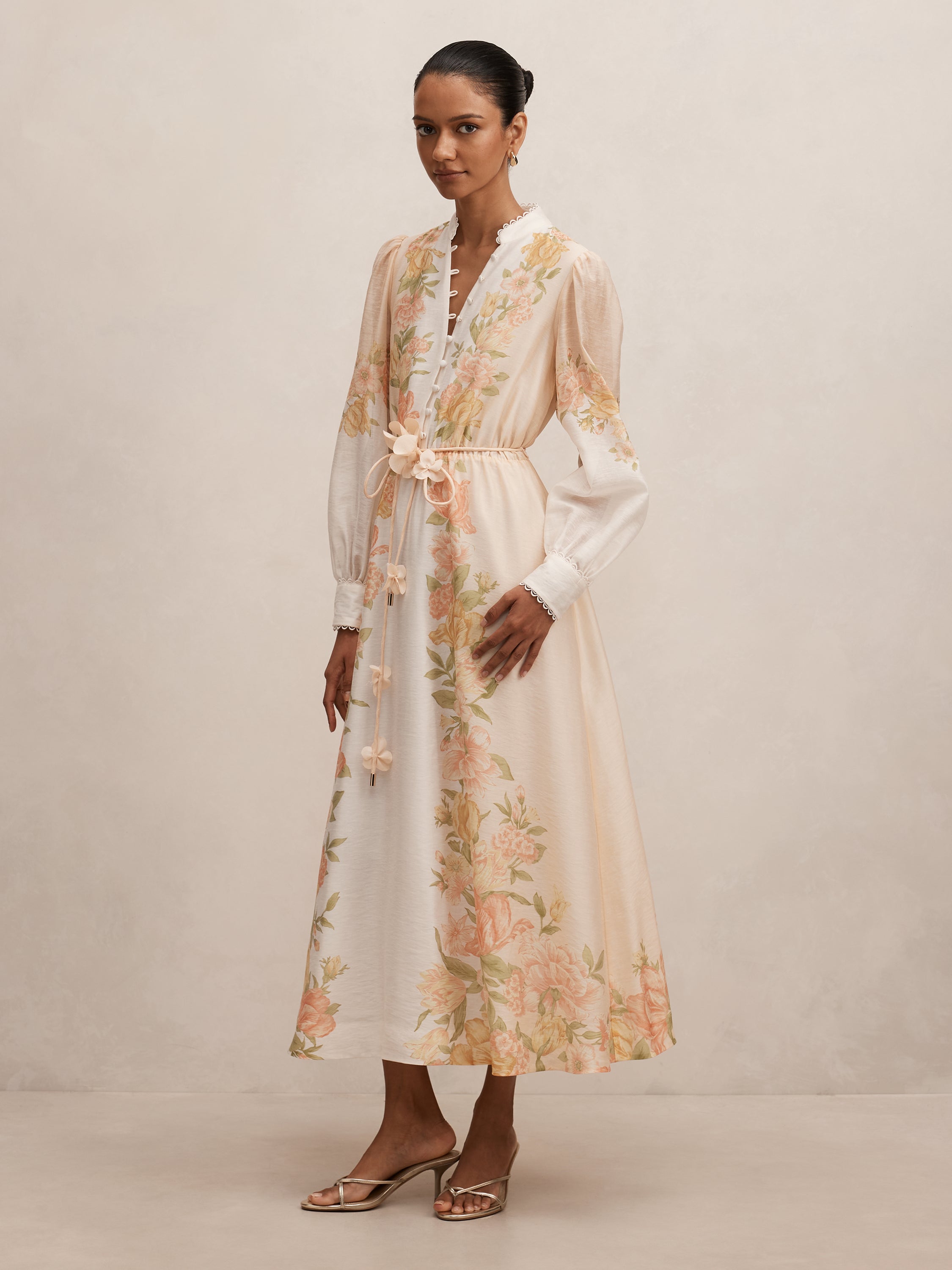 Christina Petite Floral Tie Midi Dress