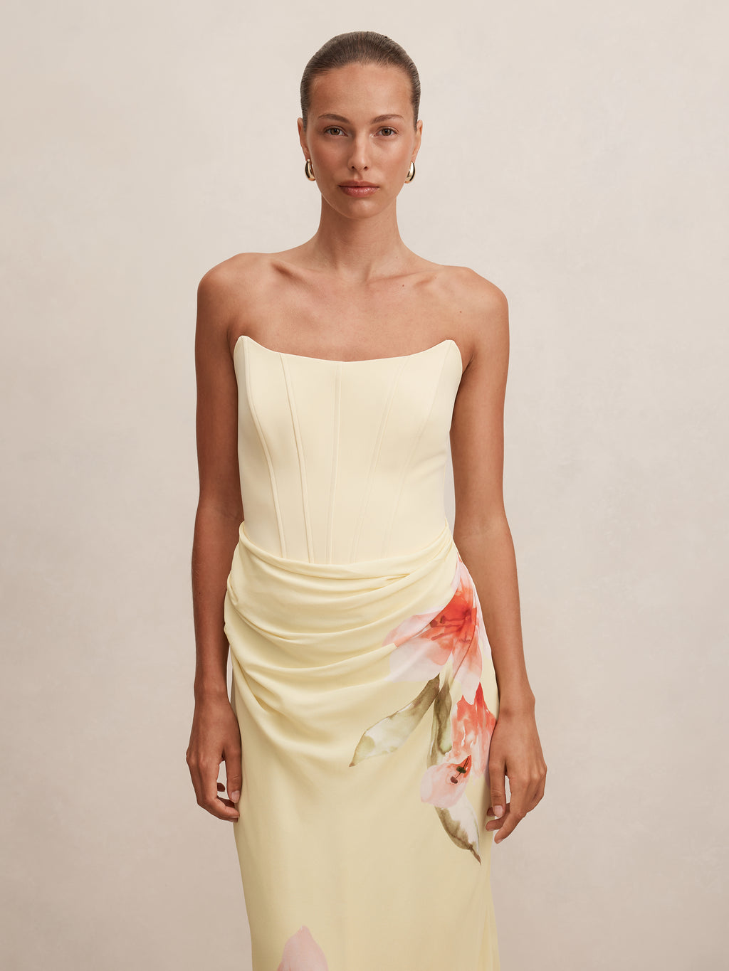 Isra Printed Strapless Maxi Dress