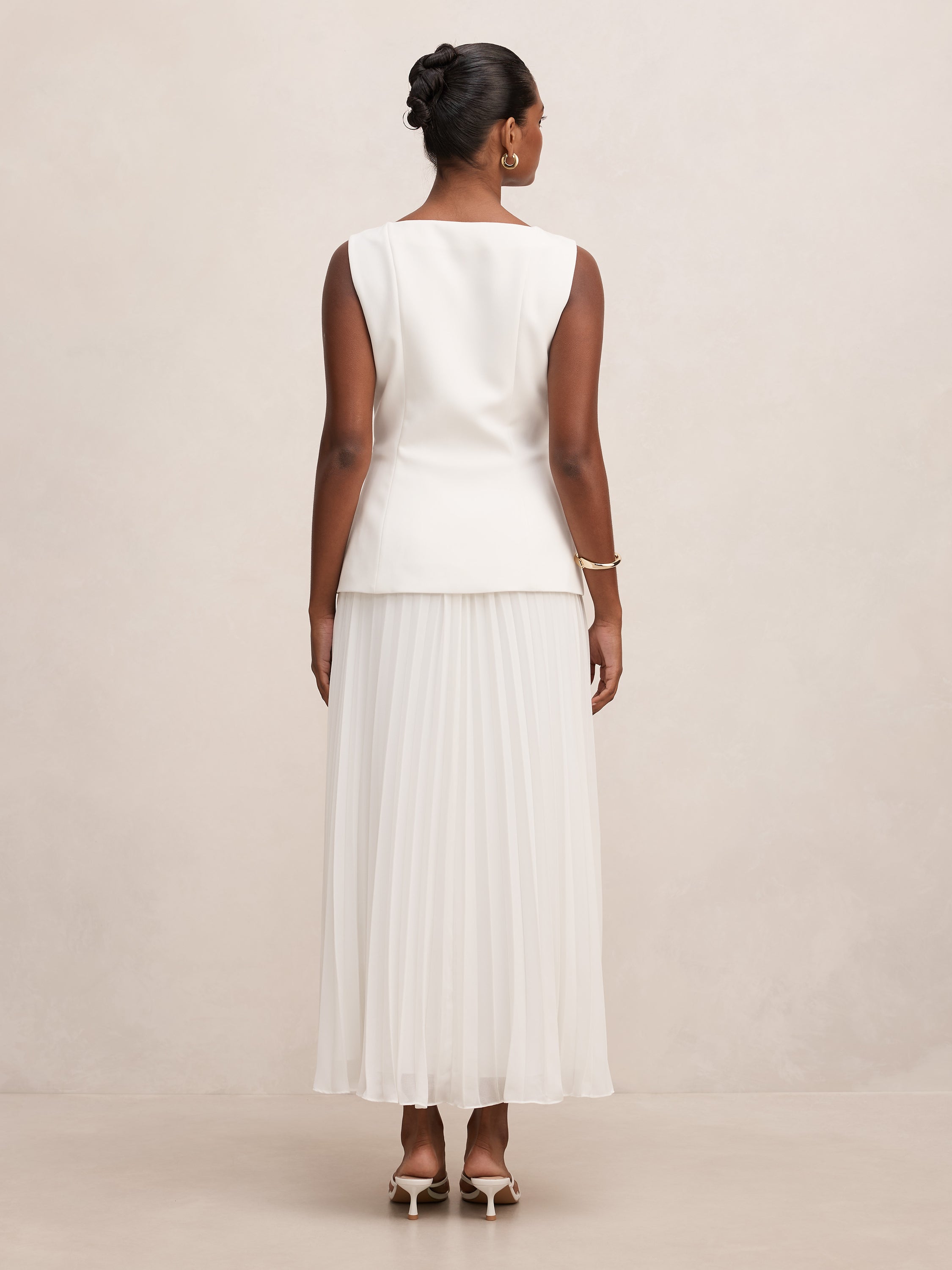 Halsey Petite Pleated Waistcoat Maxi Dress