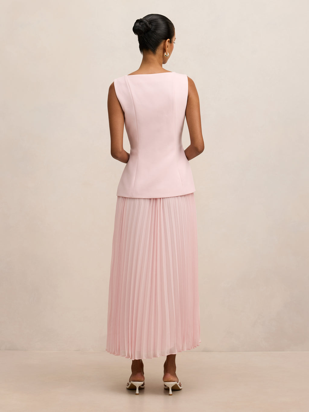 Halsey Petite Pleated Waistcoat Maxi Dress
