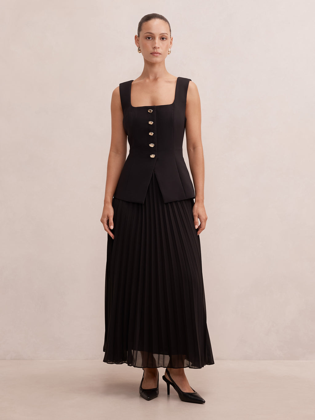 Halsey Petite Pleated Waistcoat Maxi