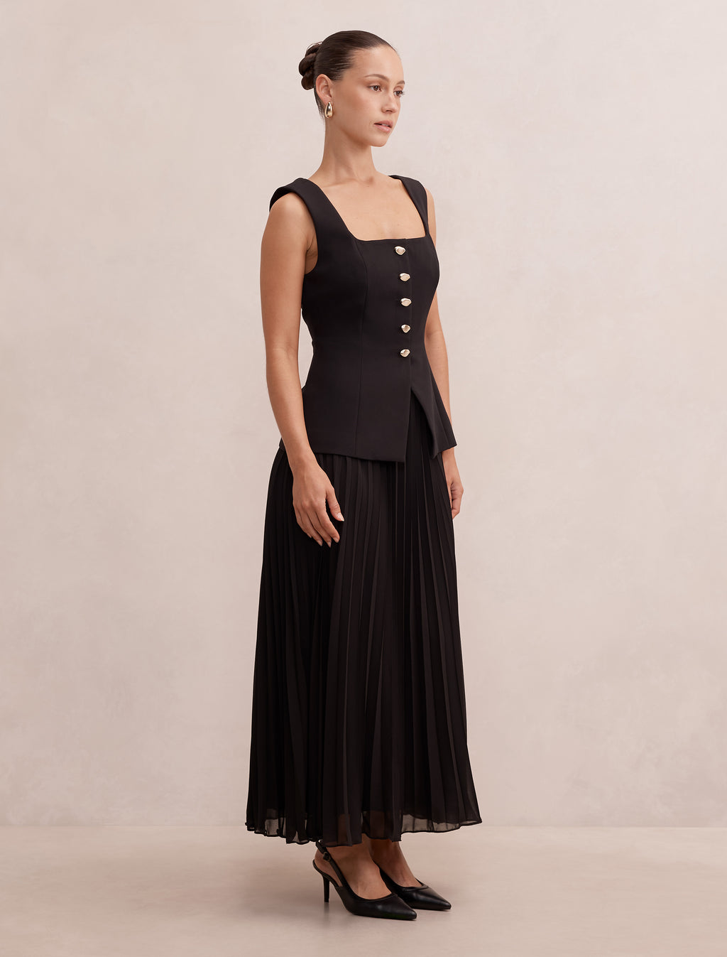 Halsey Petite Pleated Waistcoat Maxi