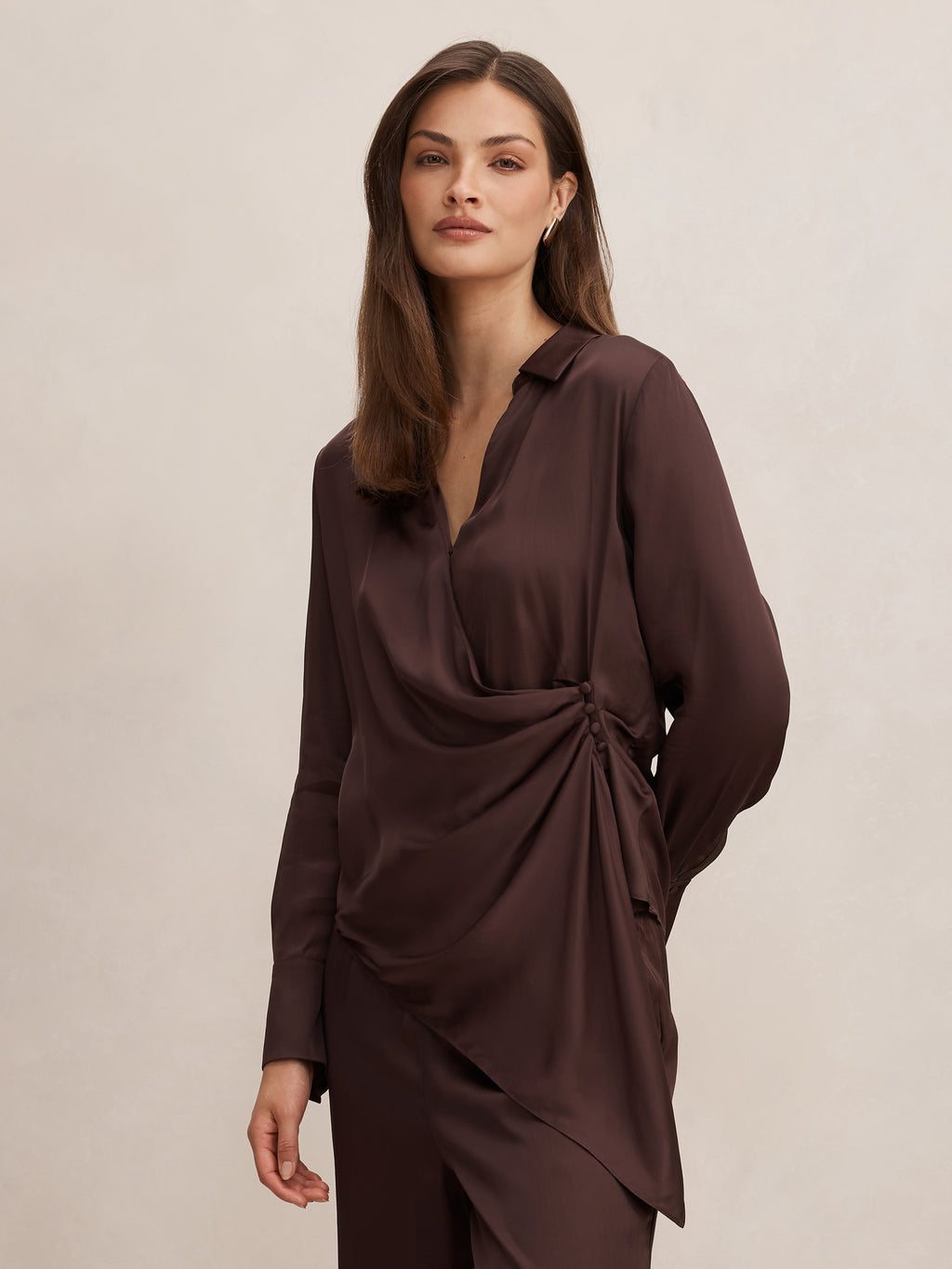 Maude Asymmetrical Drape Shirt