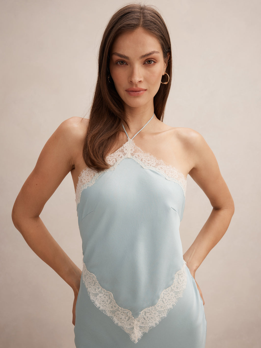 Kelli Lace Strappy Satin Maxi Dress
