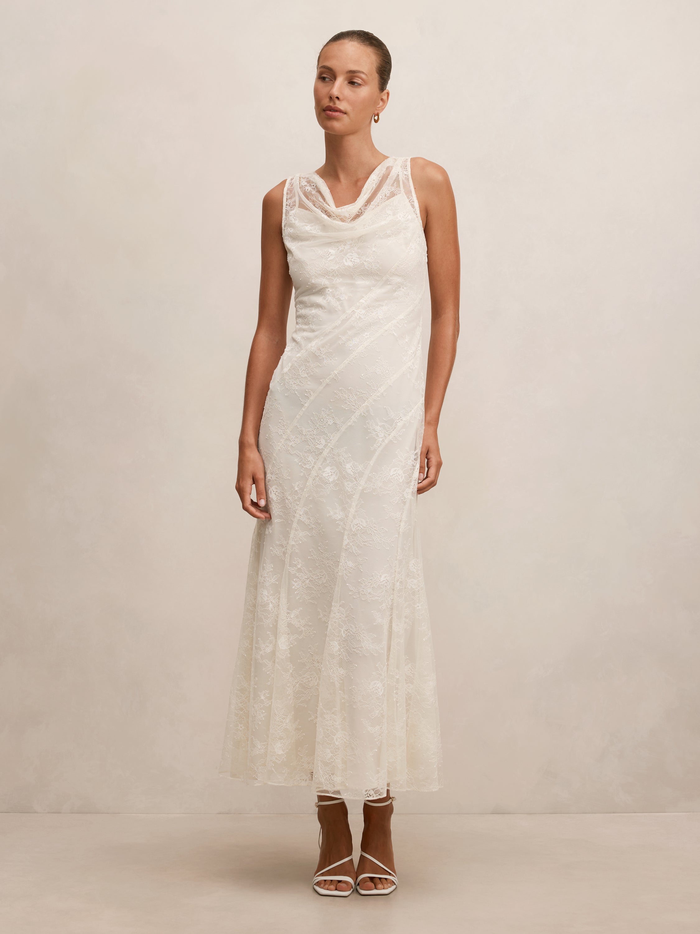 Jenna Panelled Lace Midi Dress