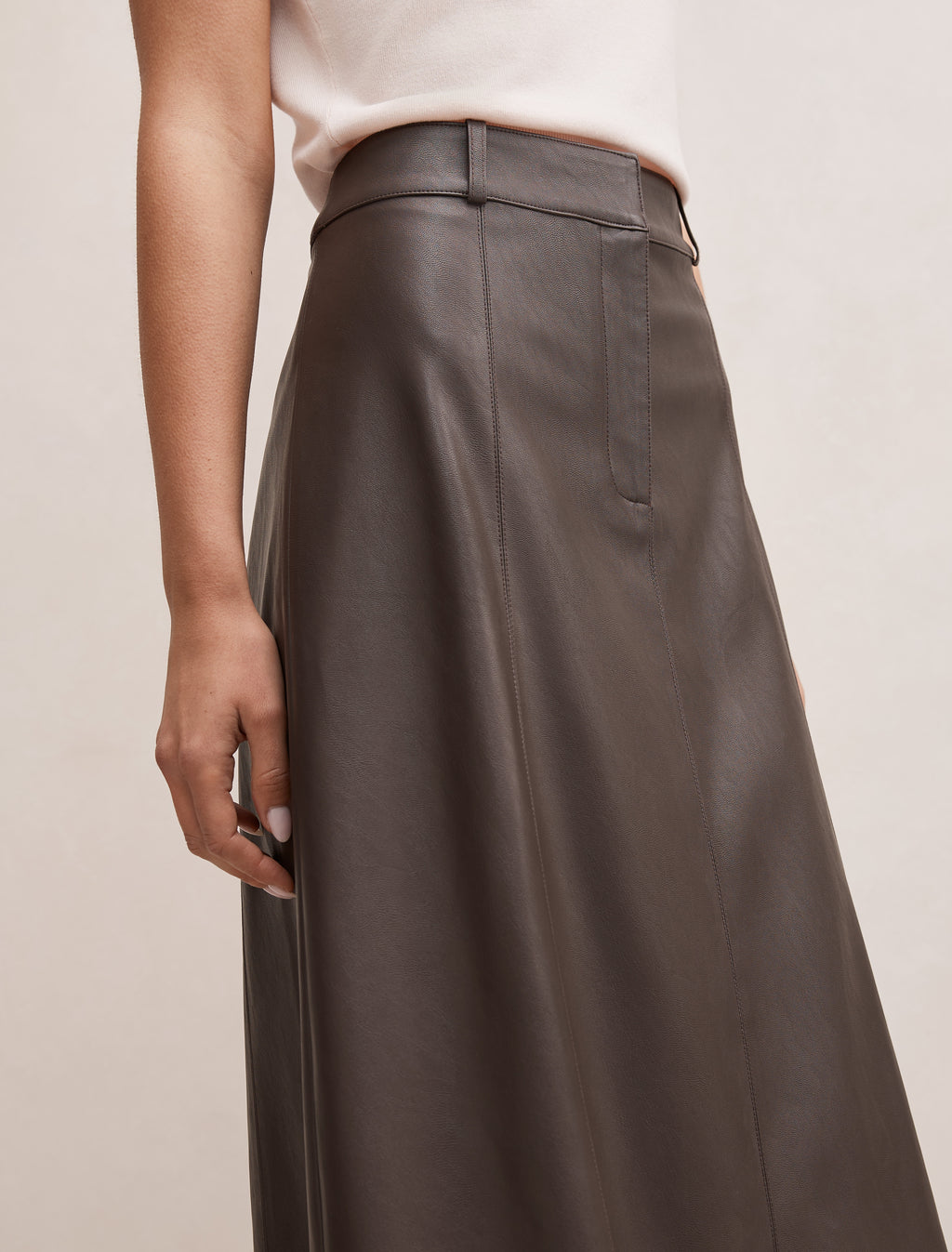 Isla Vegan Leather Midi skirt