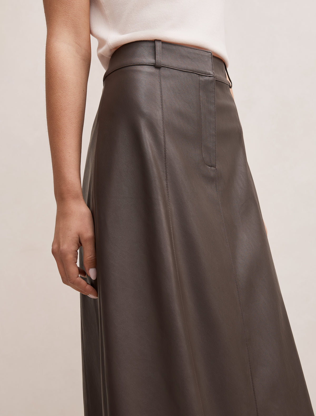 Isla Vegan Leather Midi skirt
