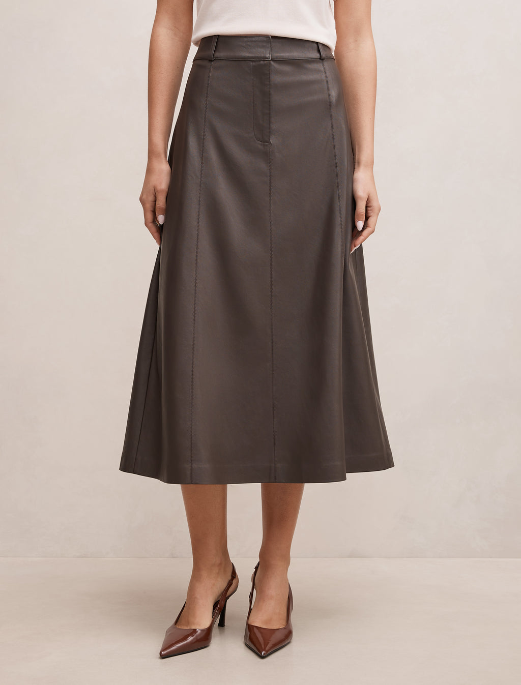 Isla Vegan Leather Midi skirt