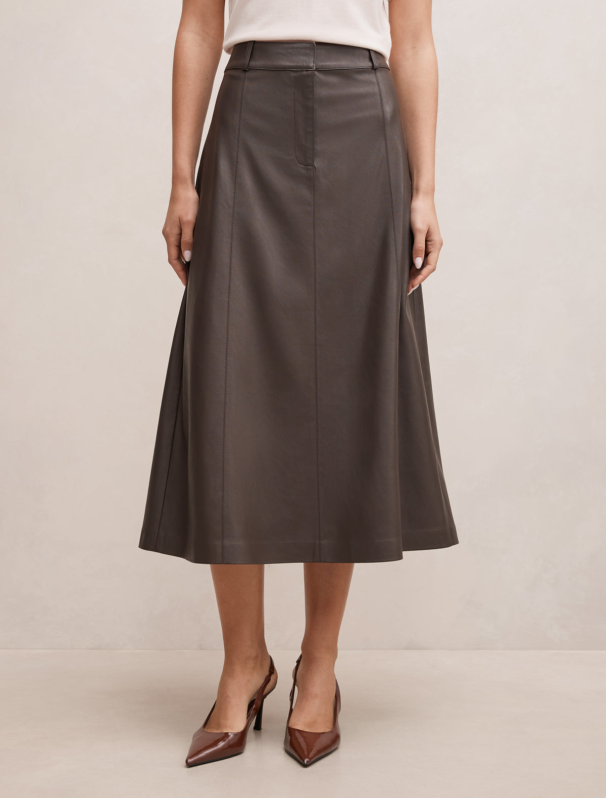 Isla Vegan Leather Midi skirt