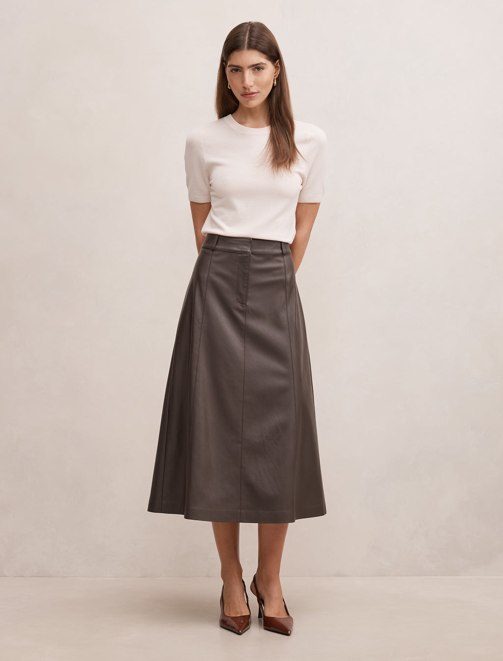 Isla Vegan Leather Midi skirt