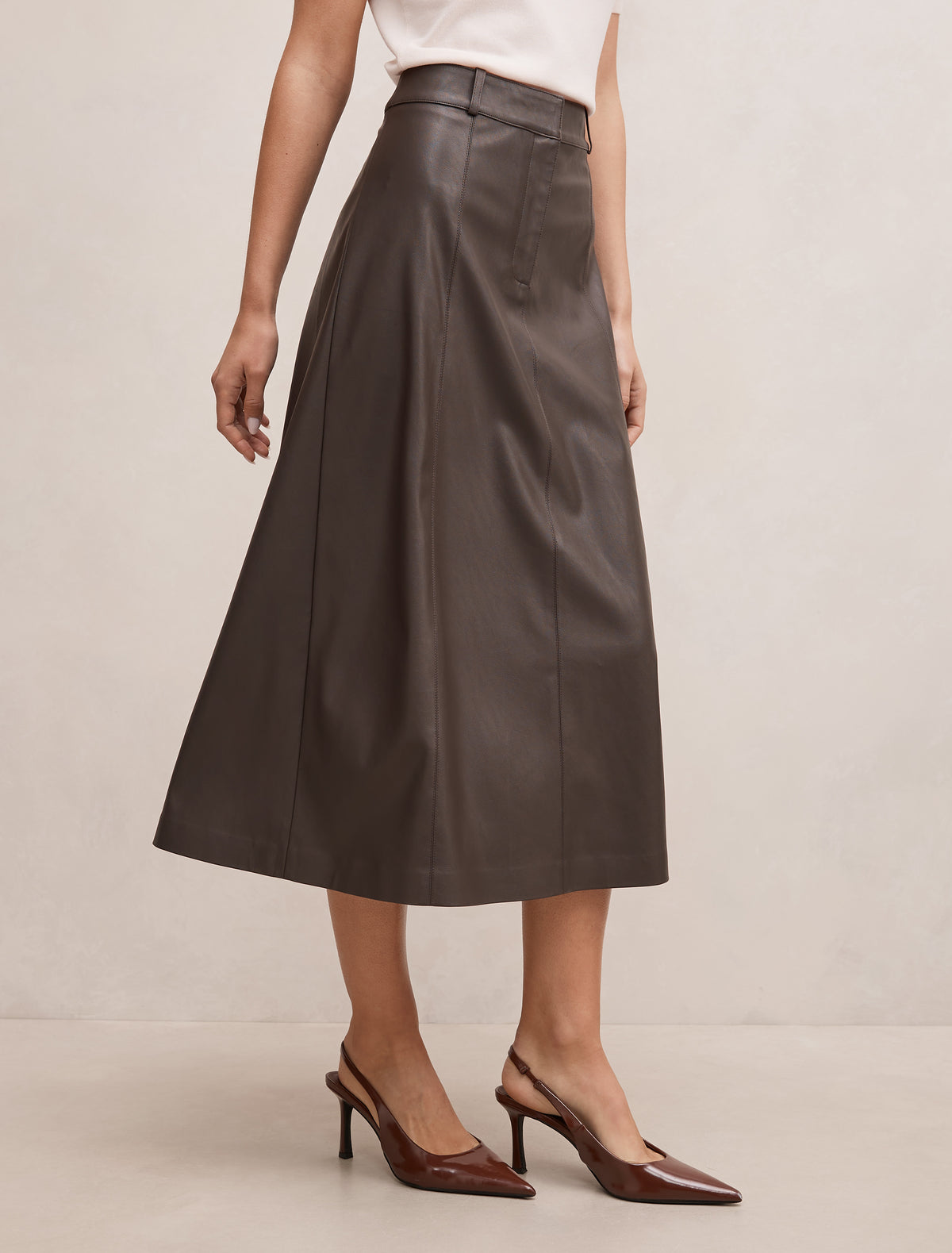 Isla Vegan Leather Midi skirt