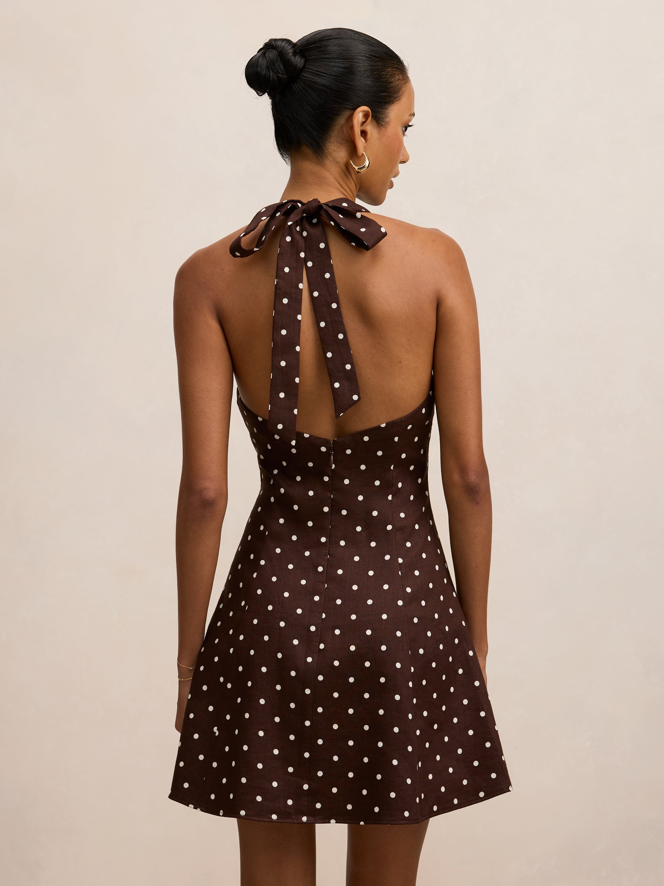 Ina Petite Halter Linen Mini Dress