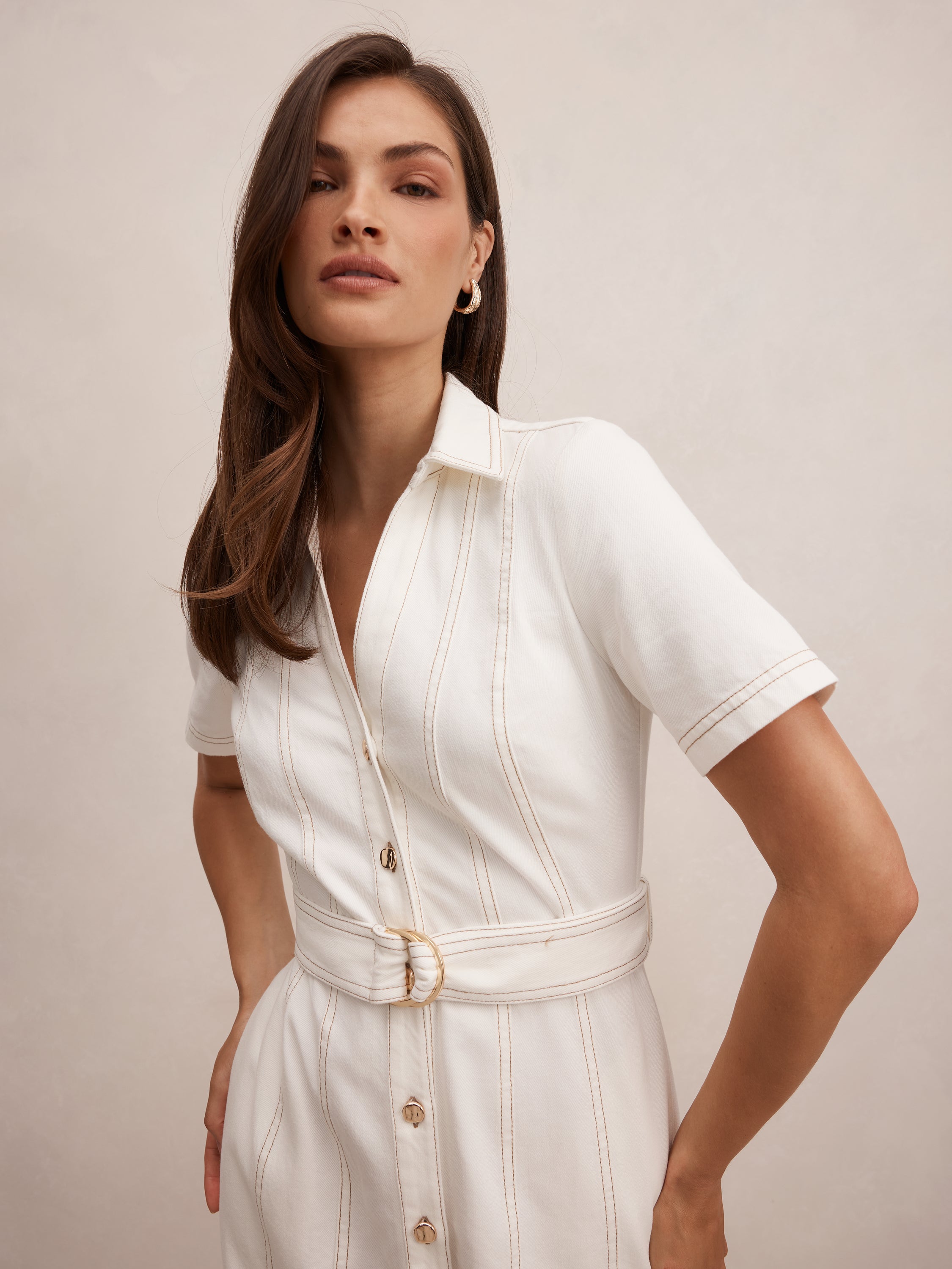 Josephine Short Sleeve Denim Midi Dress
