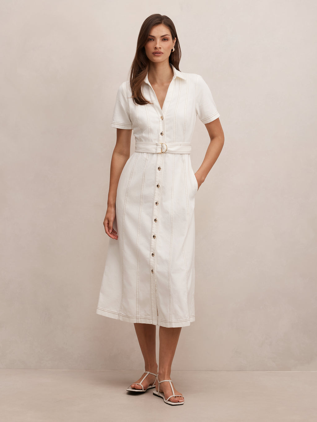 Josephine Short Sleeve Denim Midi Dress
