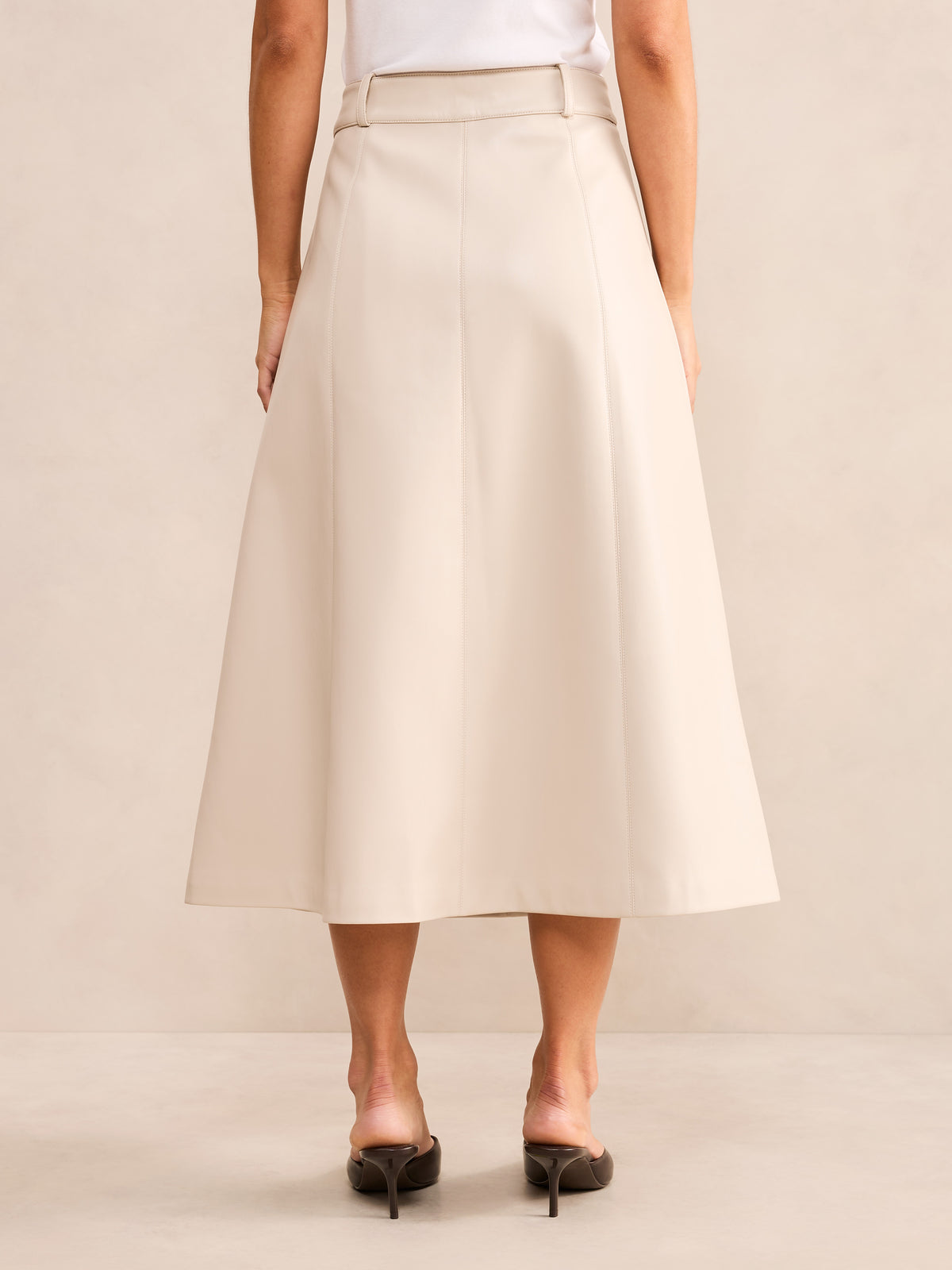 Isla Petite Vegan Leather Midi Skirt