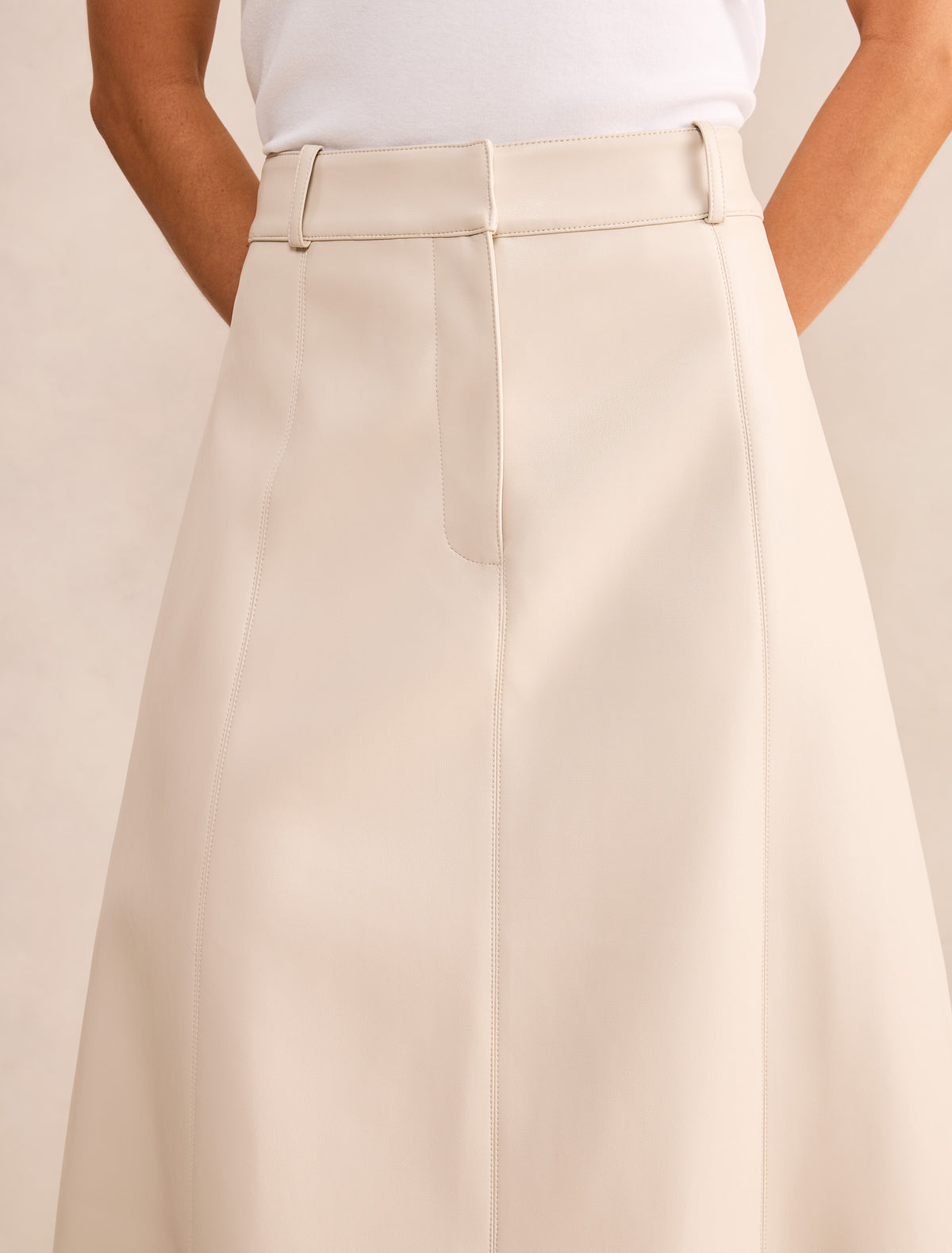 Isla Petite Vegan Leather Midi Skirt