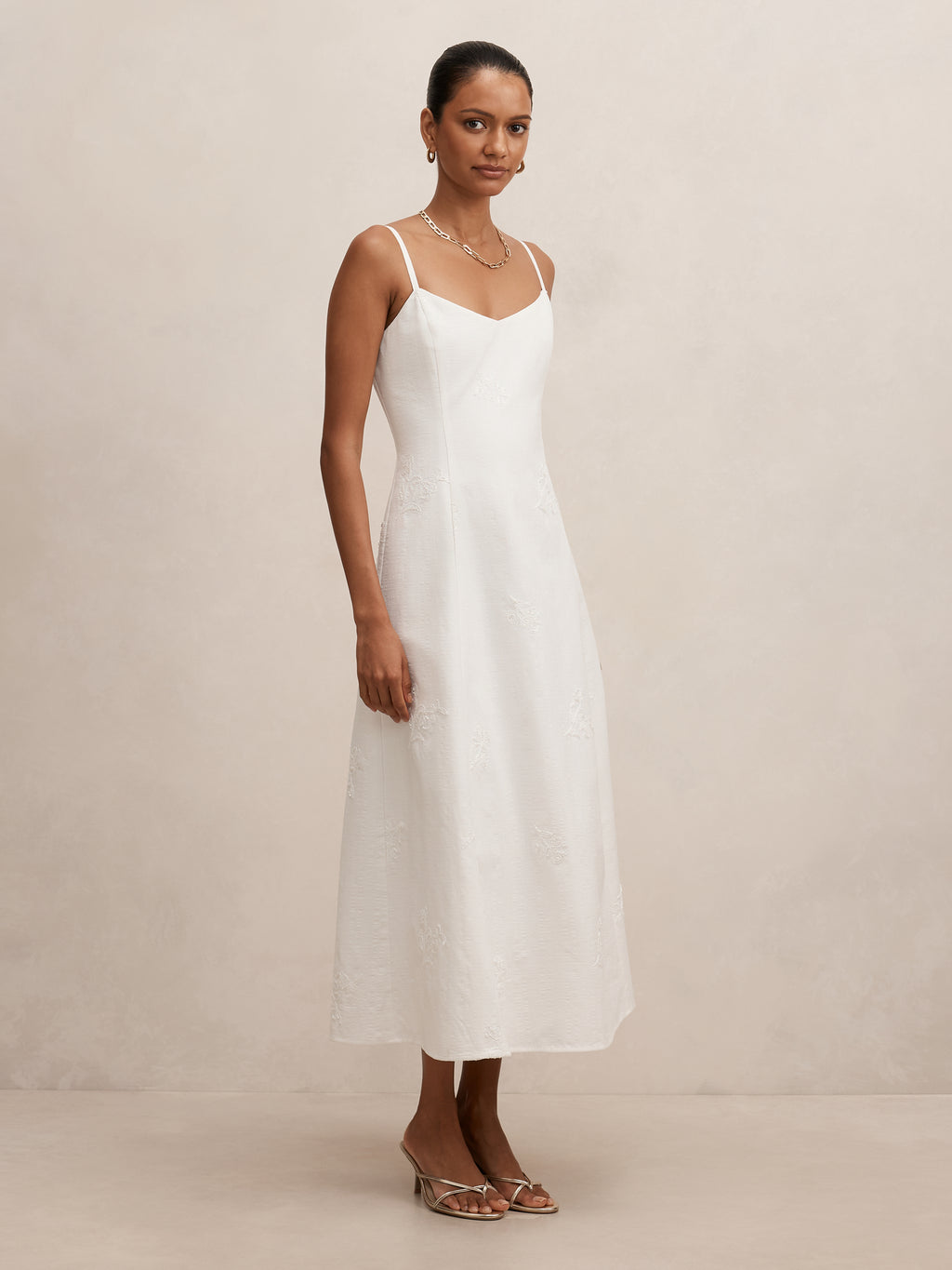 Tiffany Petite Embroidery Midi Dress