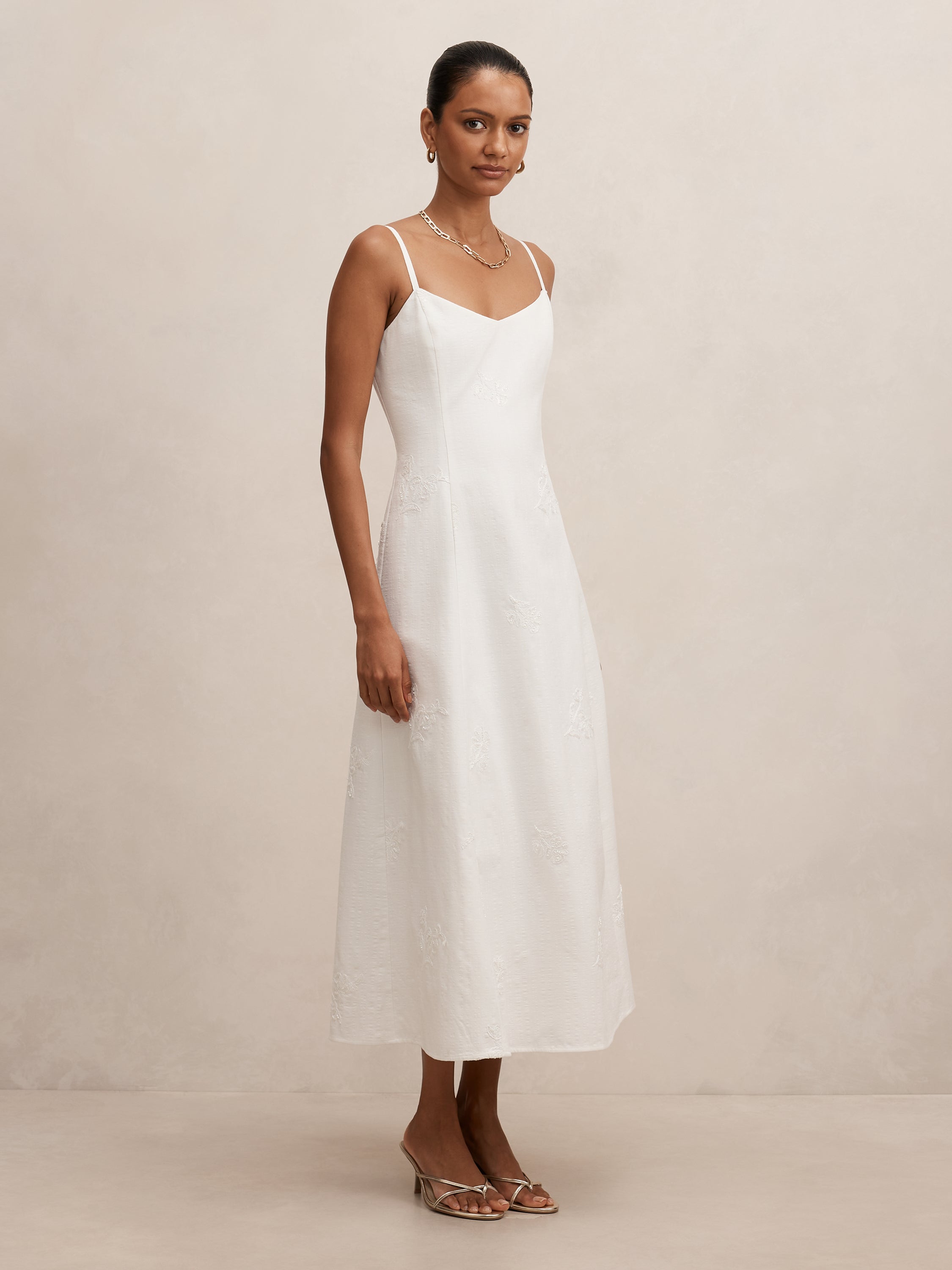 Tiffany Petite Embroidery Midi Dress