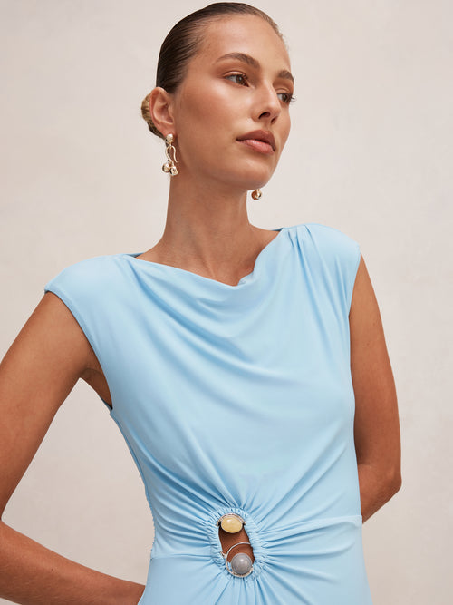 Alaia Gathered Hardware Midi Dress
