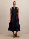 Evie Sleeveless Embroidered Tie Midi Dress