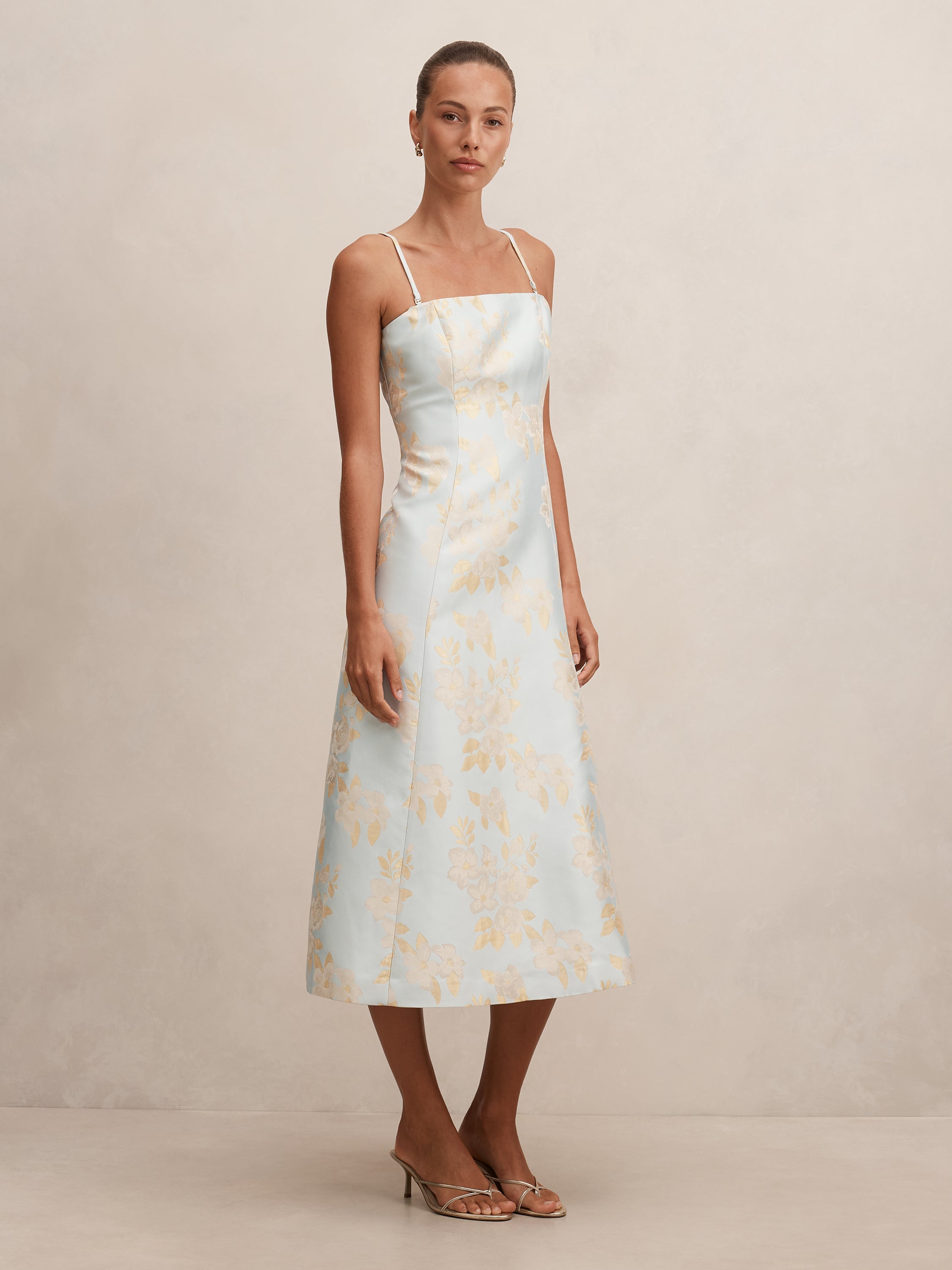 Charlotte Floral Jacquard Midi Dress