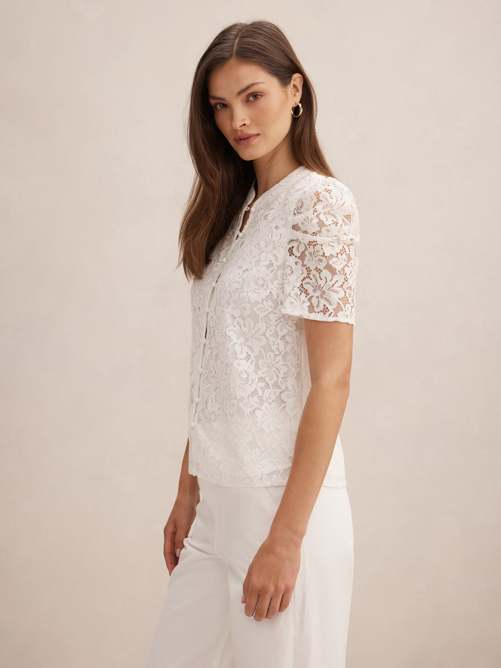 Lina Short Sleeve Lace Blouse
