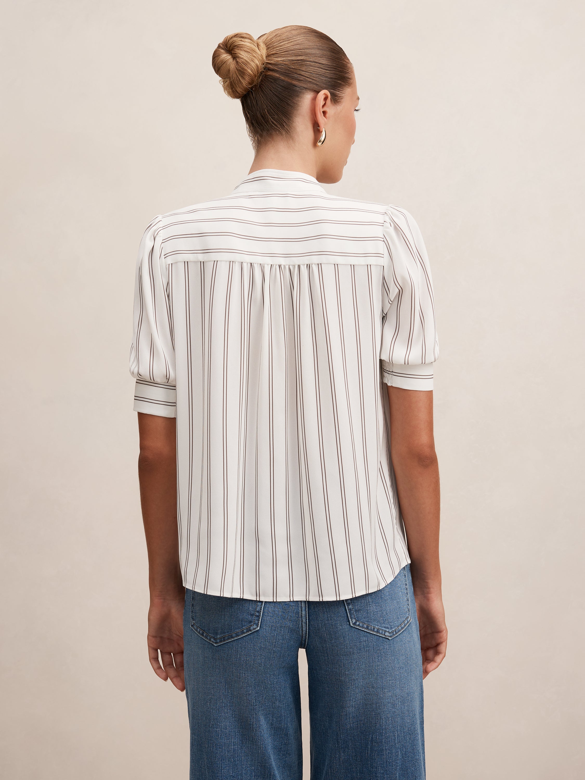 トップス theredthread S front belt blouse white Buy Dorothea Stripe Blouse - White - Online | Forever New