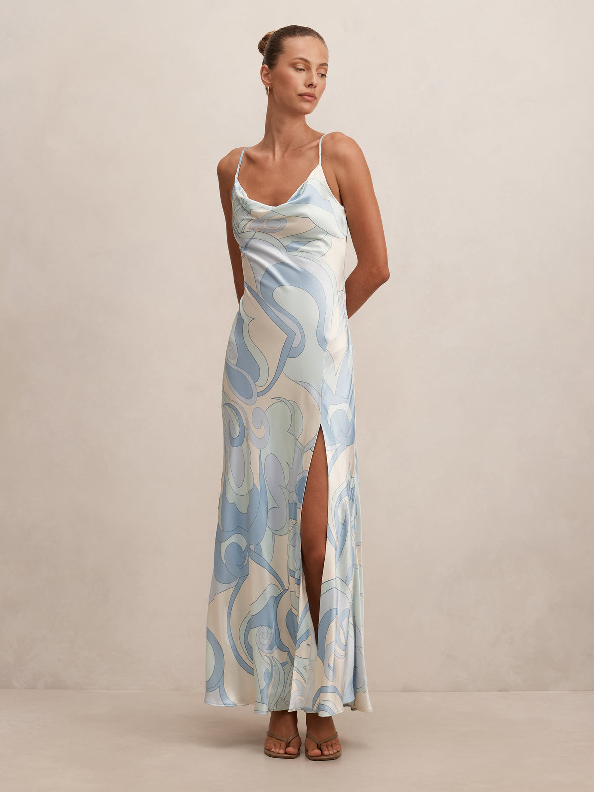 Tyler Satin Cowl Slip Maxi Dress