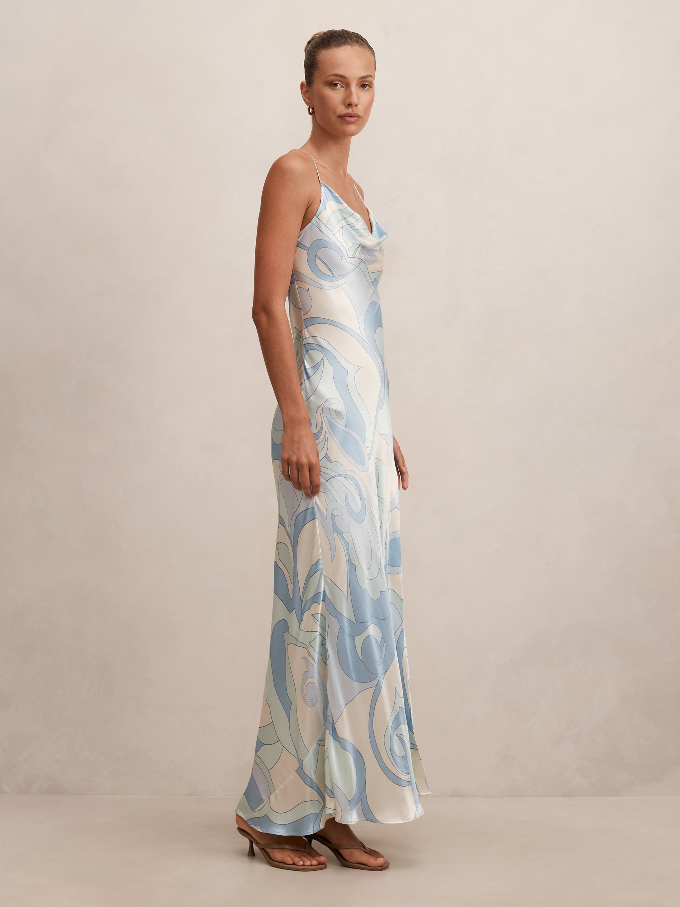 Tyler Satin Cowl Slip Maxi Dress