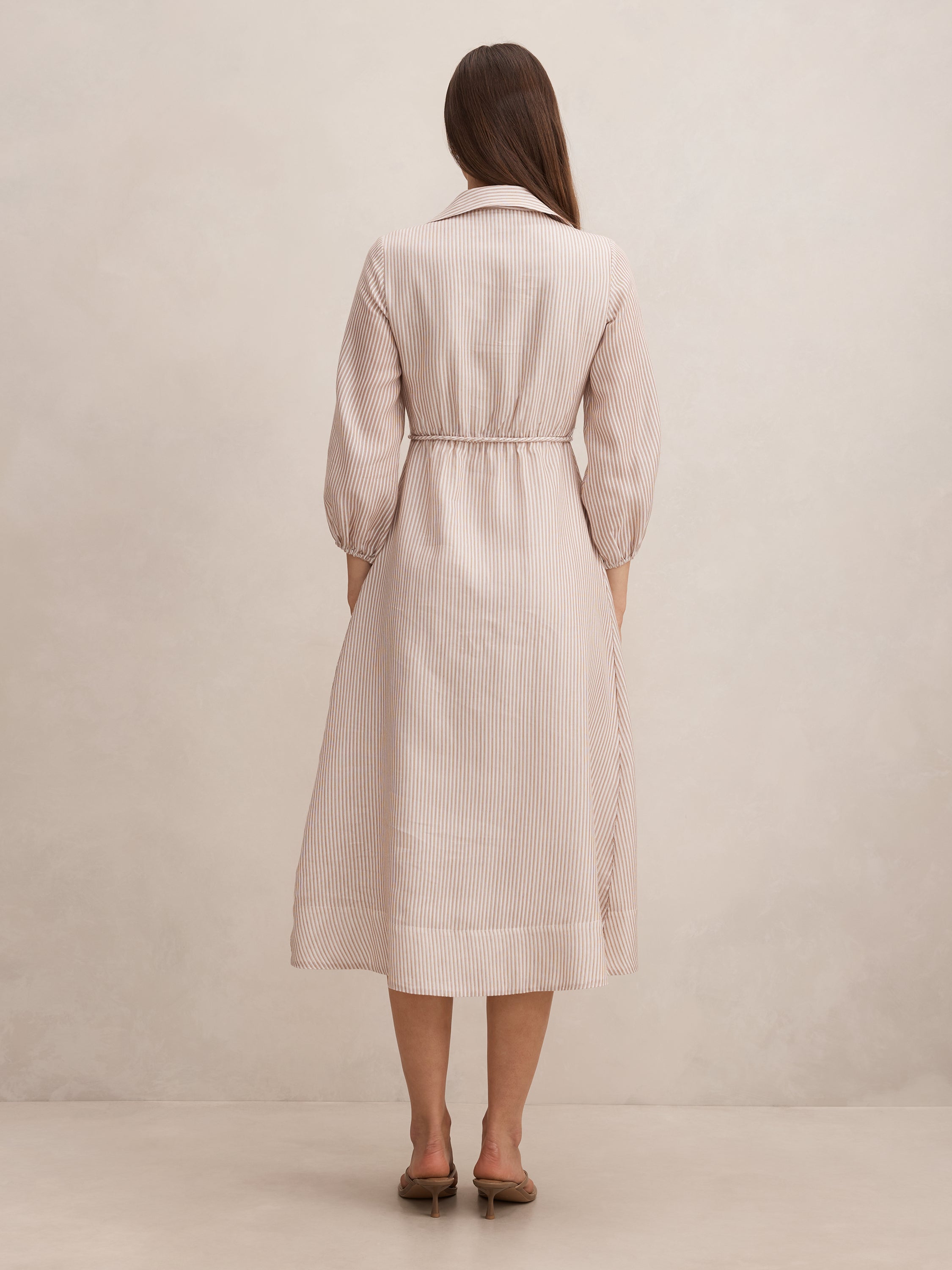 Maisy Silk Blend Shirt Midi Dress