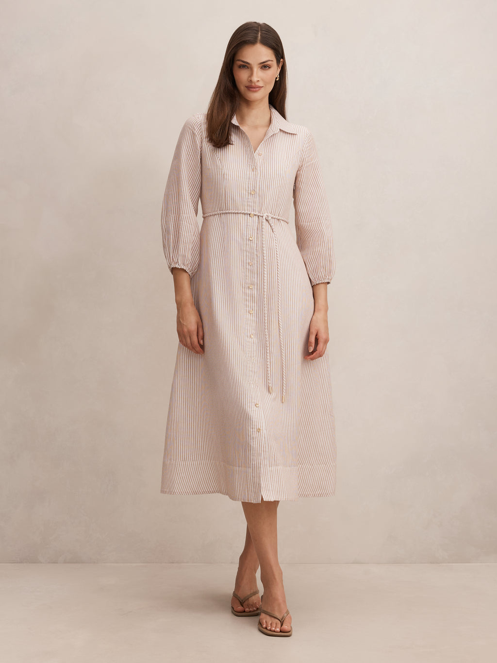Maisy Silk Blend Shirt Midi Dress