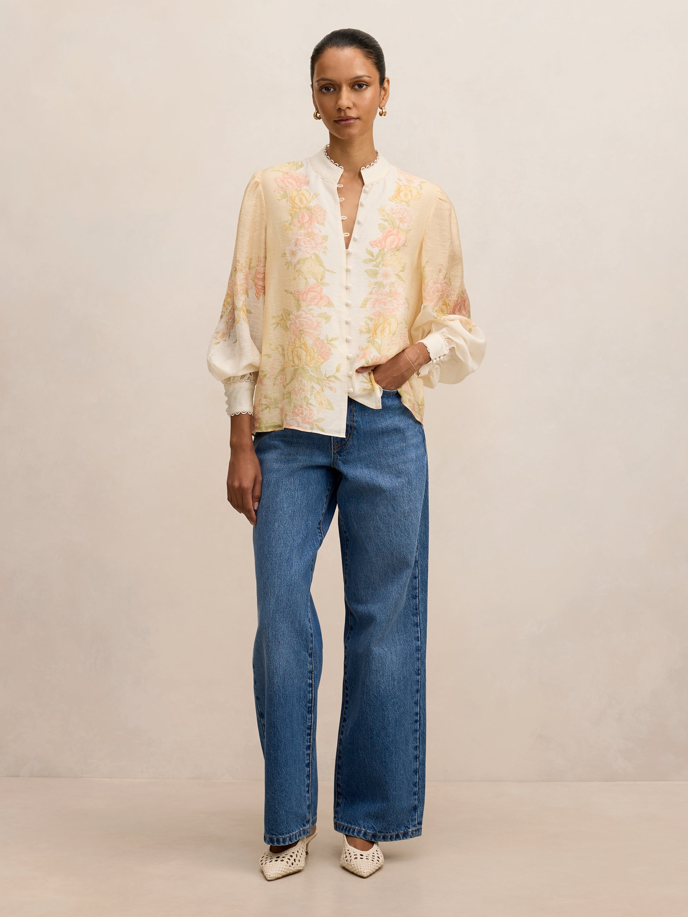 Emma Petite Trimmed Blouse