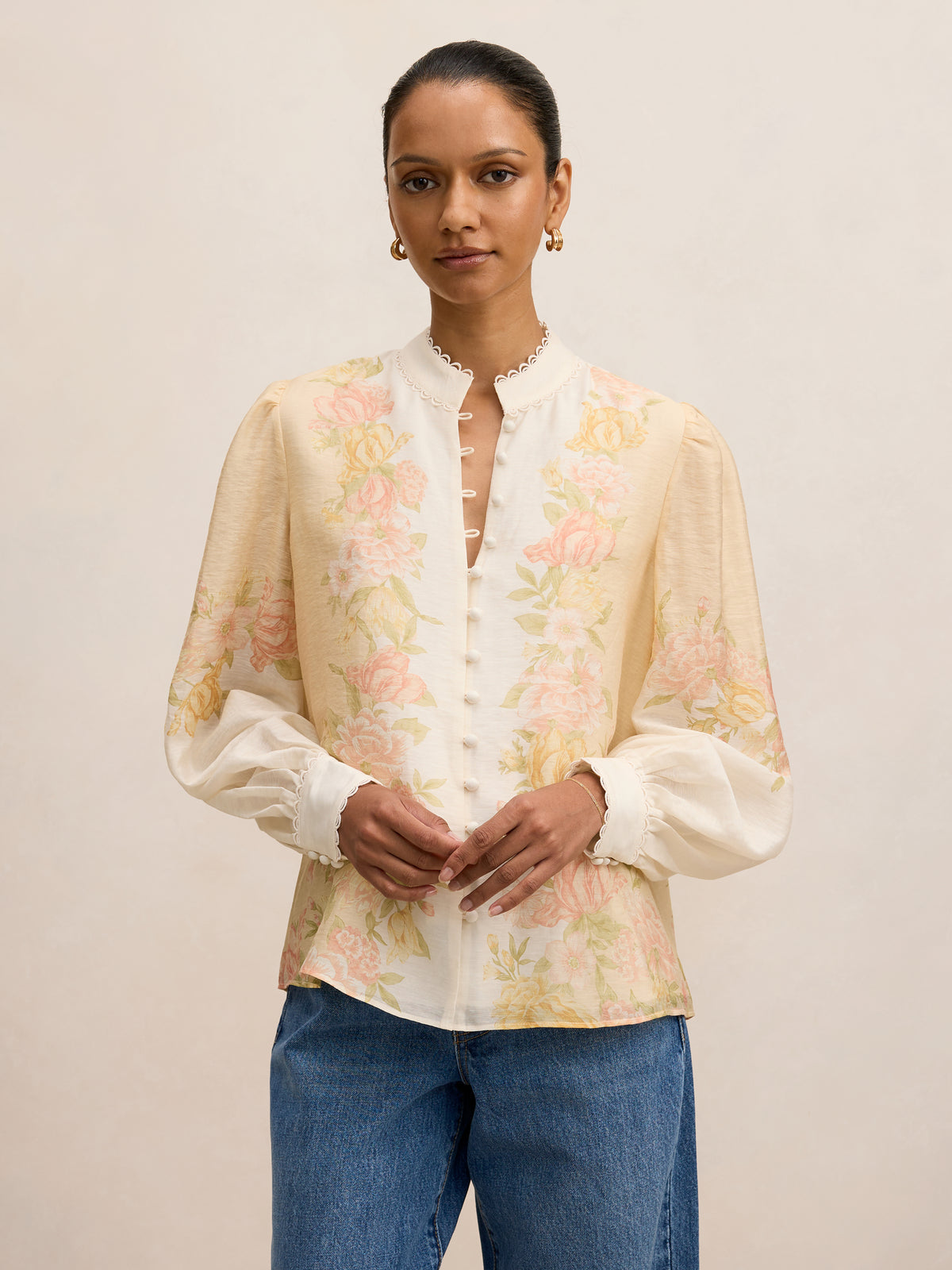 Emma Petite Trimmed Blouse